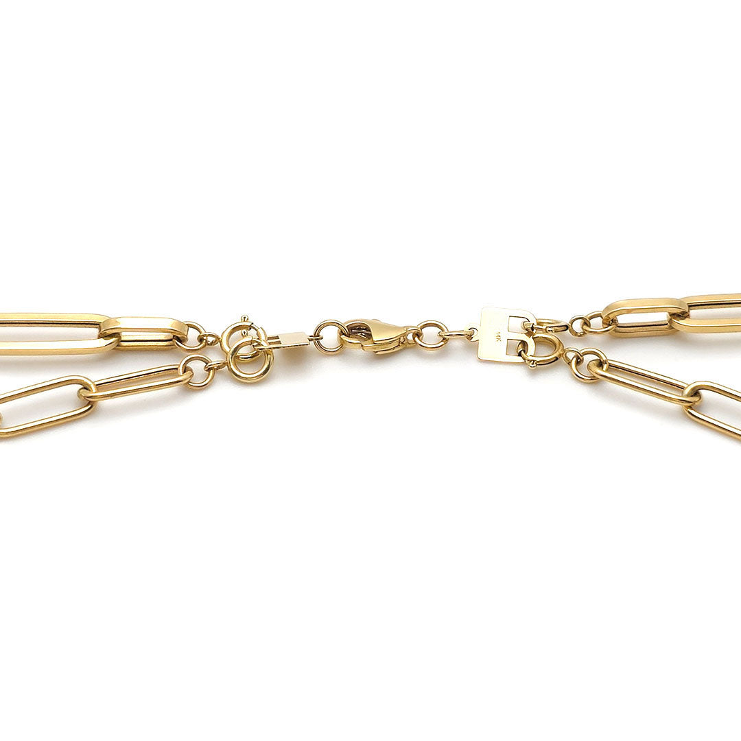 14k Double Layered Cable Paper Clip Necklace