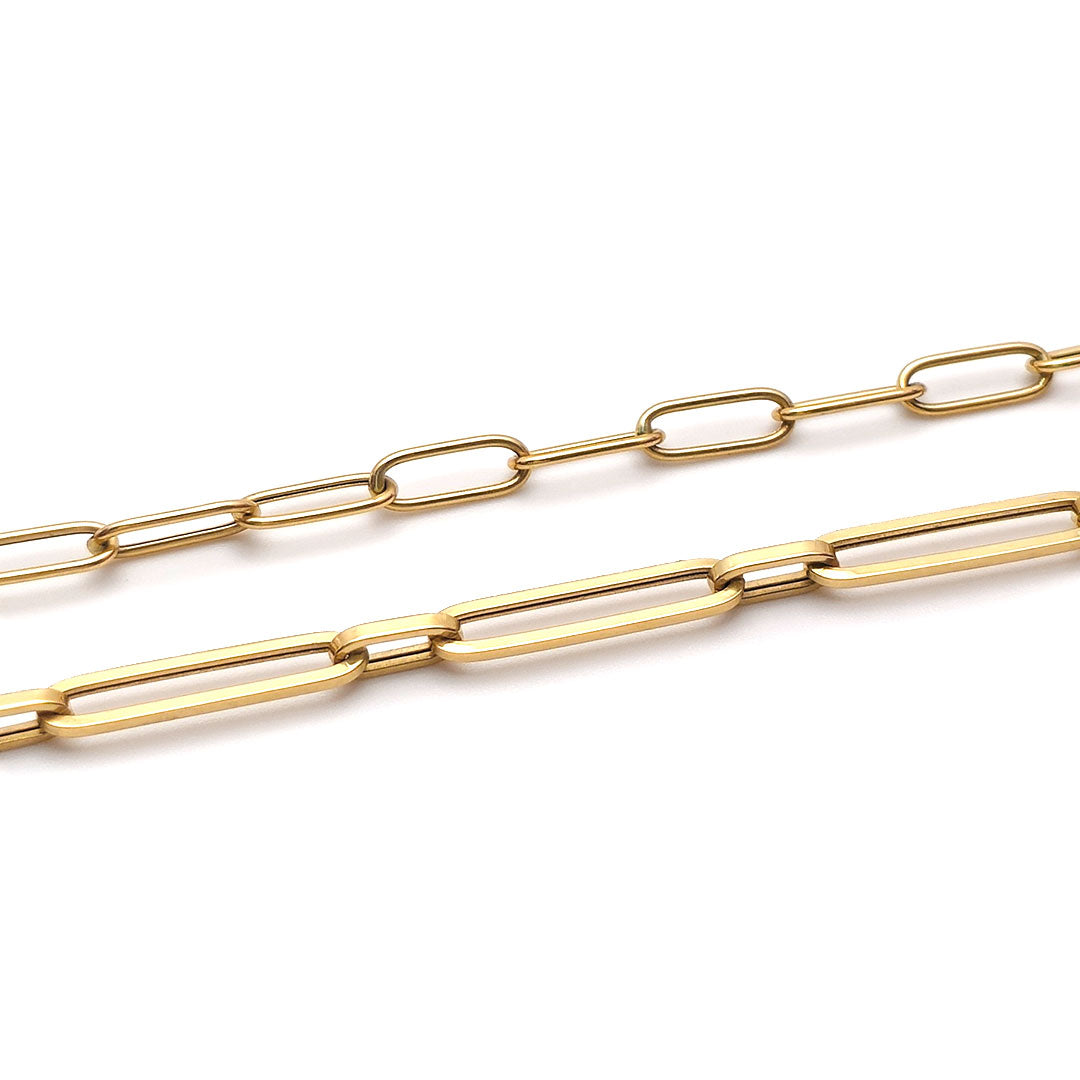 14k Double Layered Cable Paper Clip Necklace