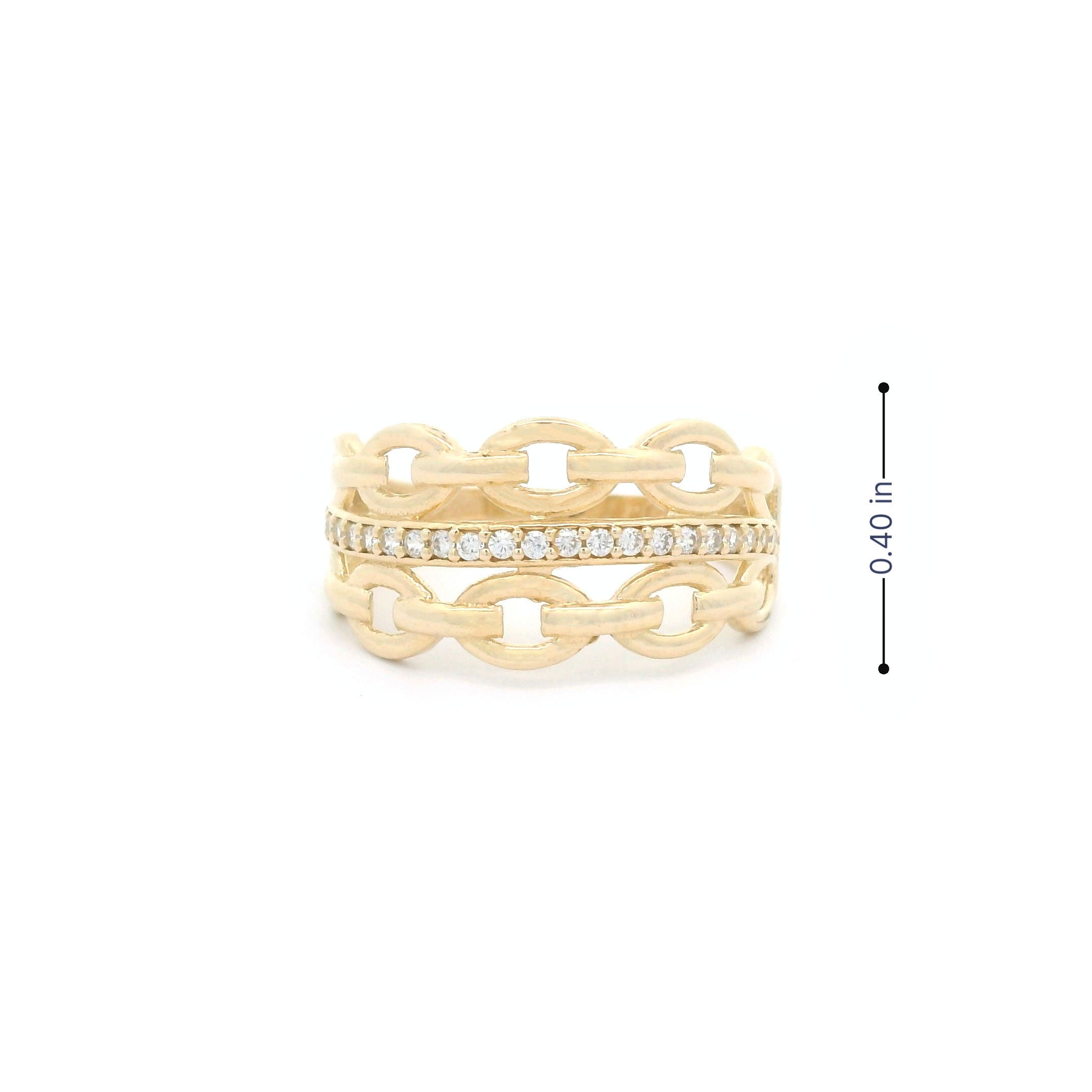 14k CZ Double Link Ring Size Details