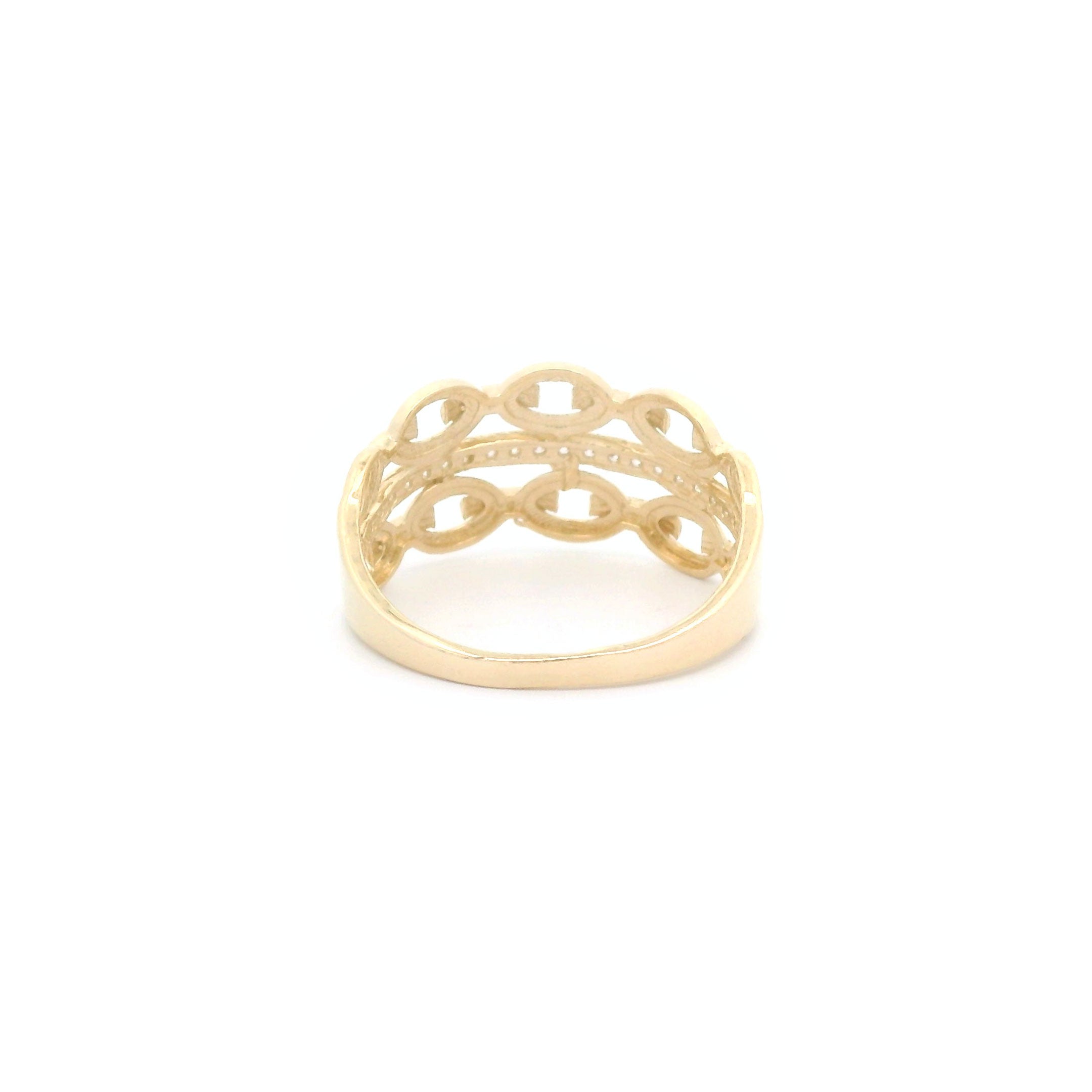 14k CZ Double Link Ring Back