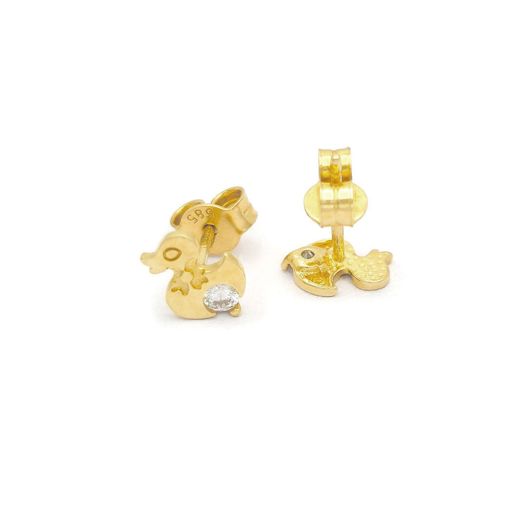 14k CZ Duck Stud Earrings Back