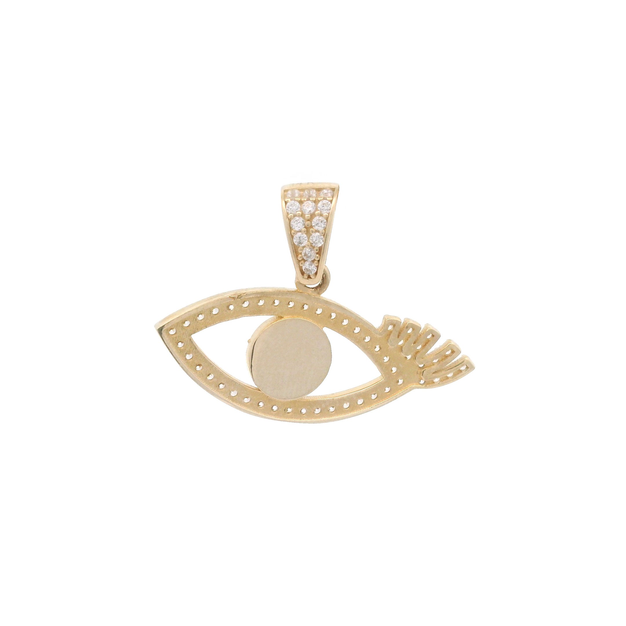 14k Dark Blue Evil Eye with Eyelash Pendant back