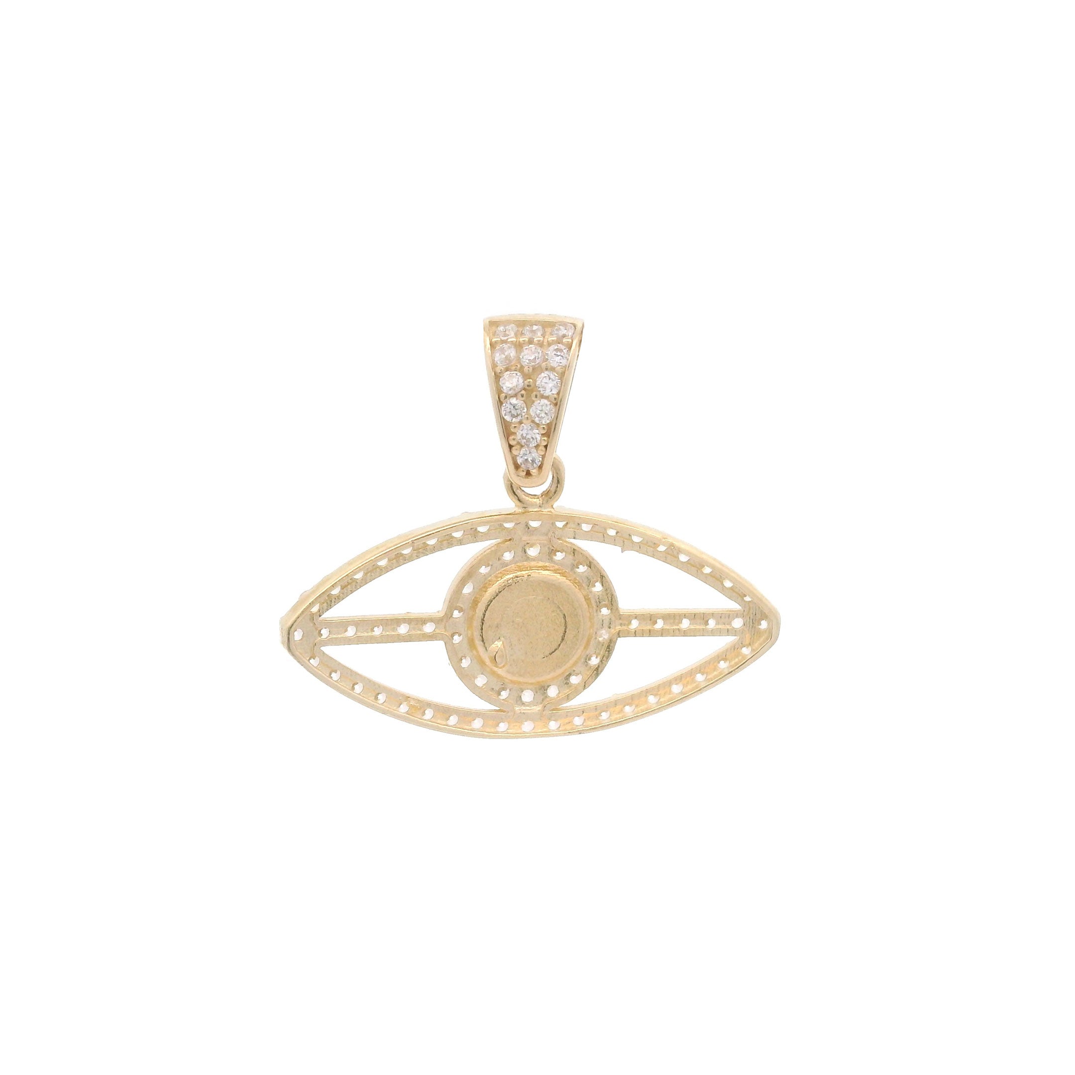 14k Blue Enamel Evil Eye Pendant back