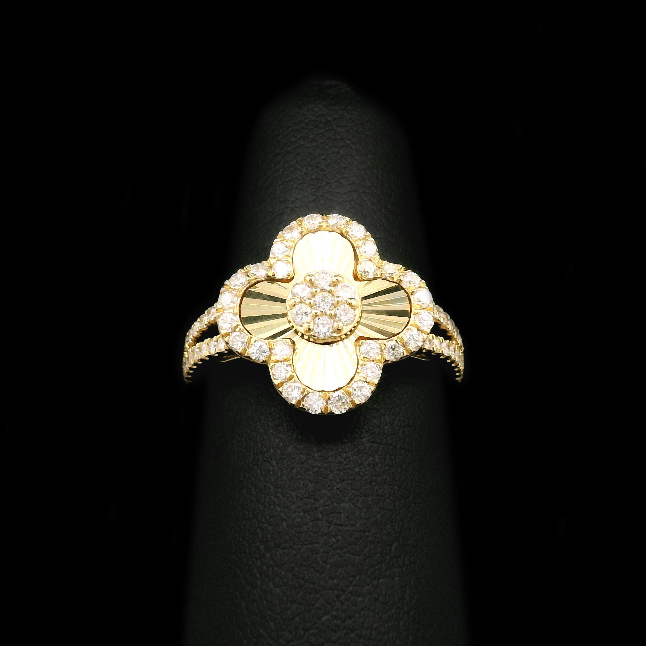 Diamond Clover Ring 10k Yellow Gold