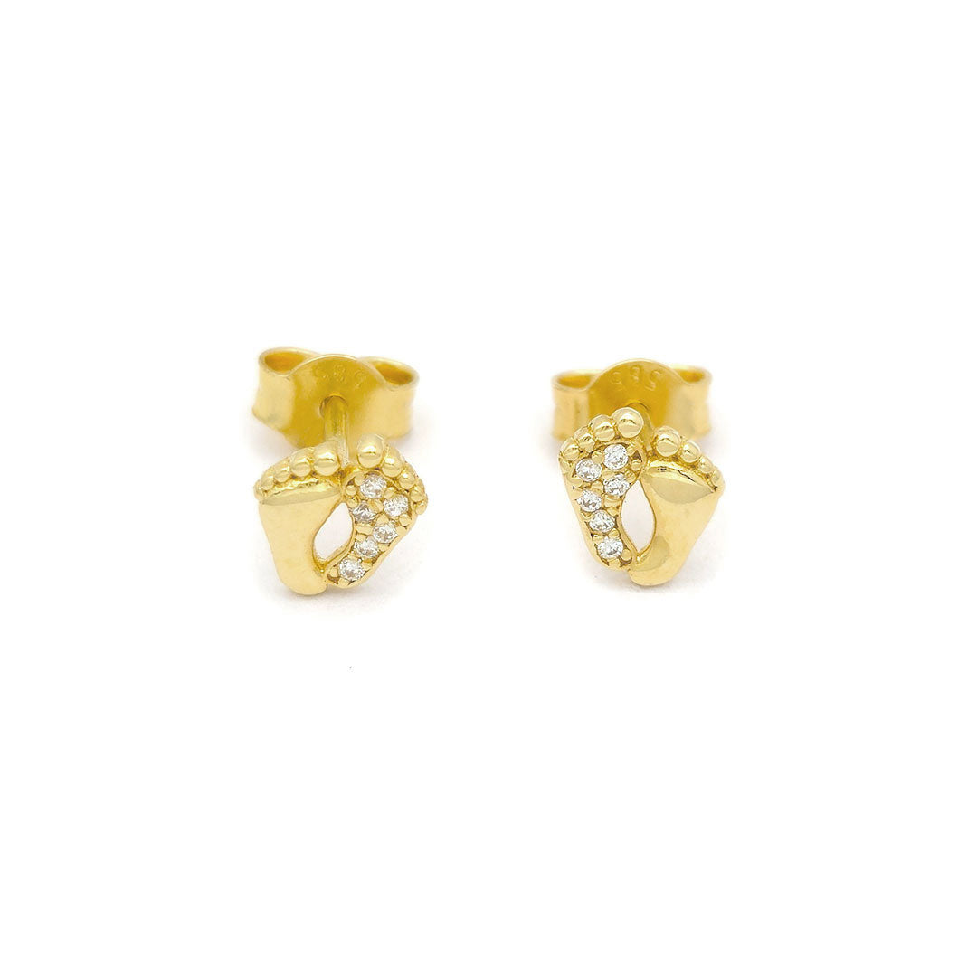 14k CZ Baby Feet Stud Earrings