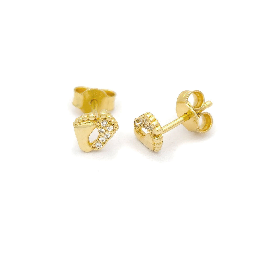 14k CZ Baby Feet Stud Earrings Side