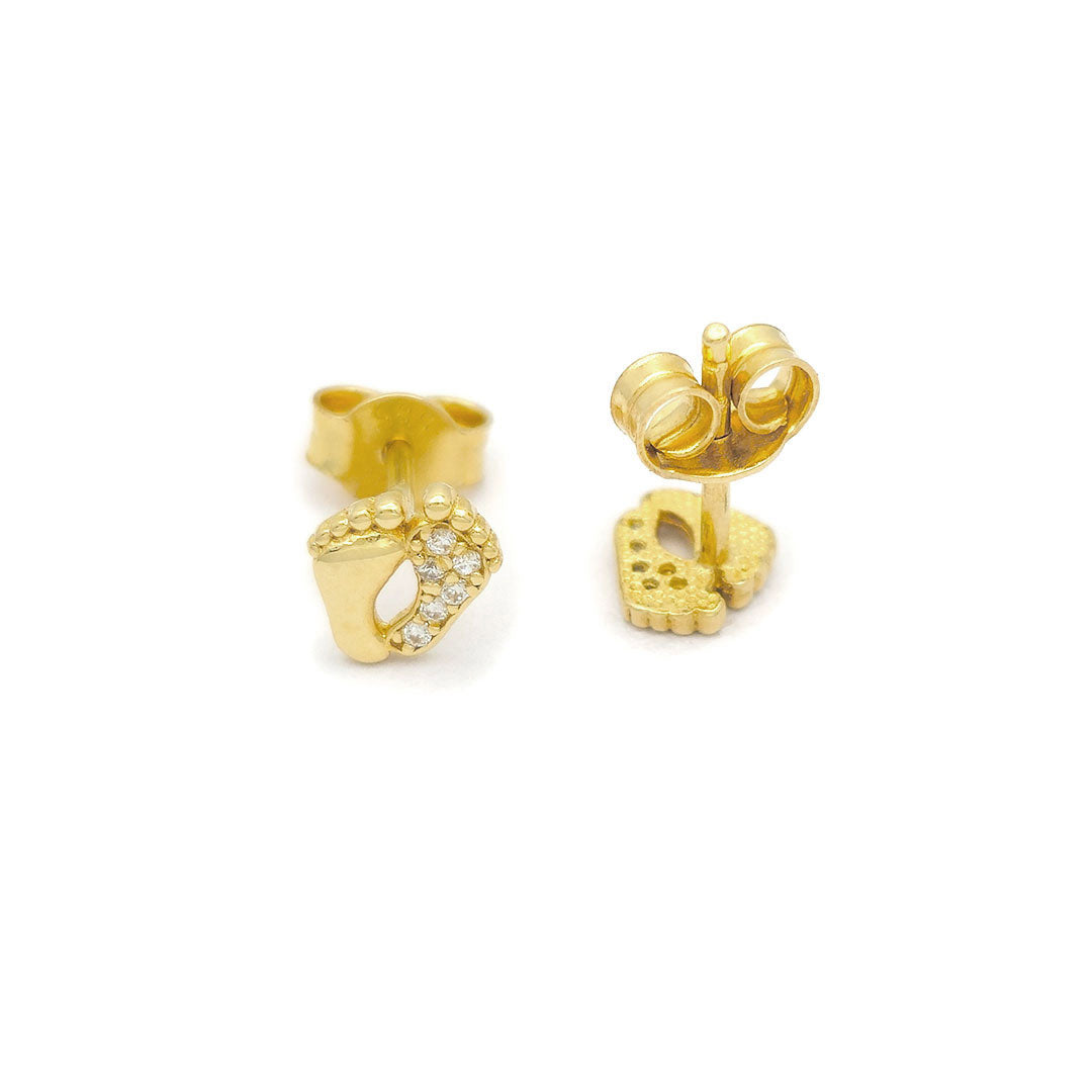 14k CZ Baby Feet Stud Earrings Back