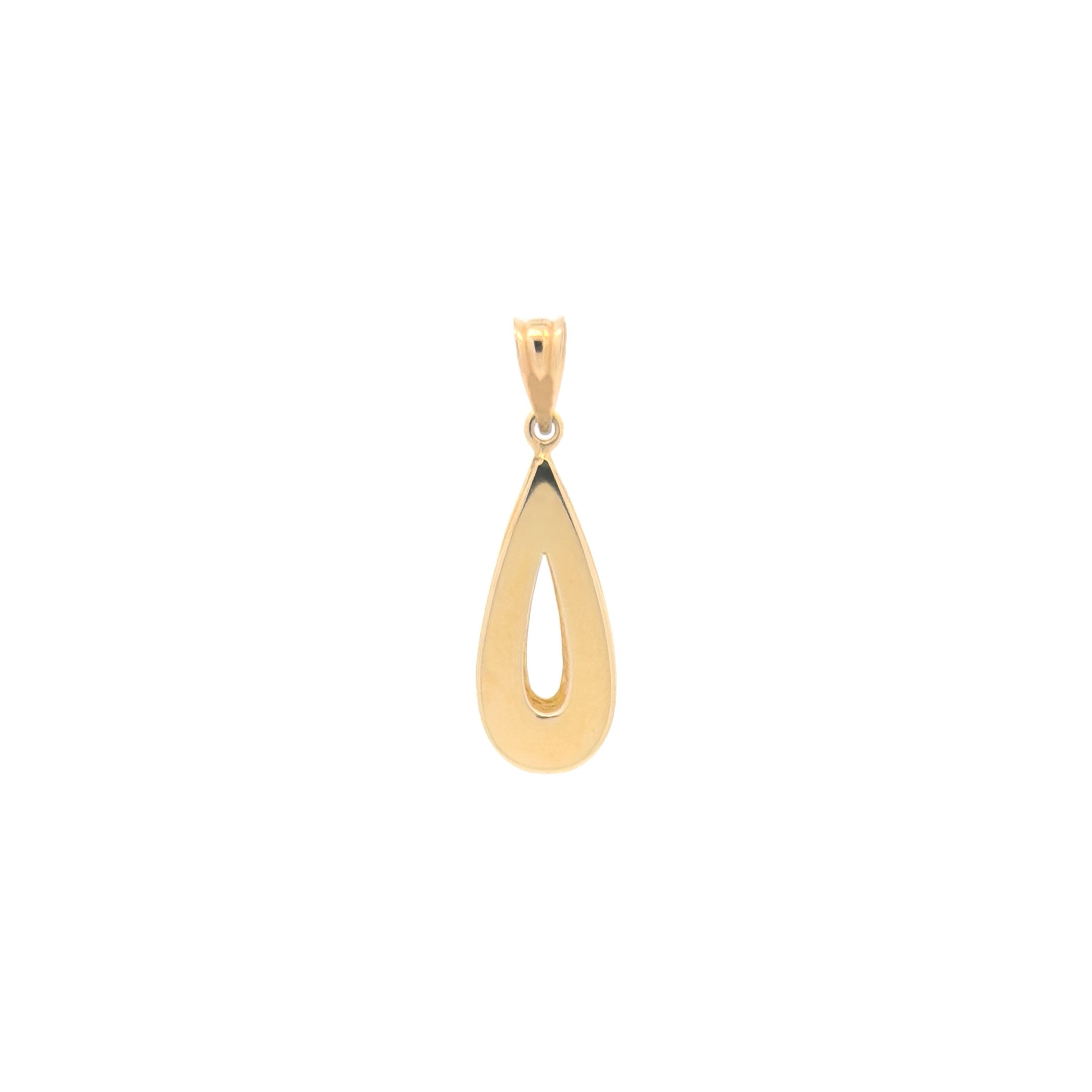 Gold teardrop pendant on a white background back
