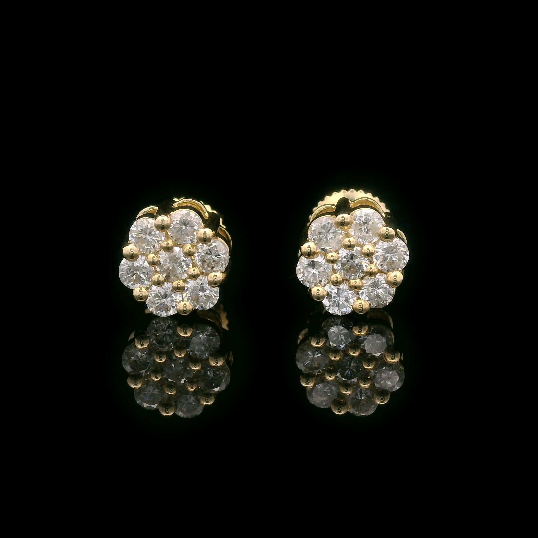 Flower Cluster Setting with Natural Diamonds in 10k Yellow Gold