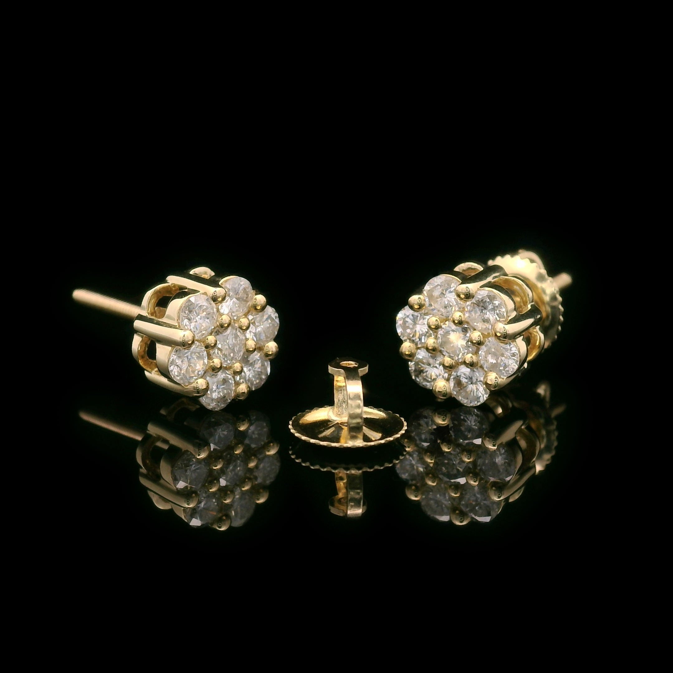 Flower Cluster Setting with Natural Diamonds in 10k Yellow Gold Opened