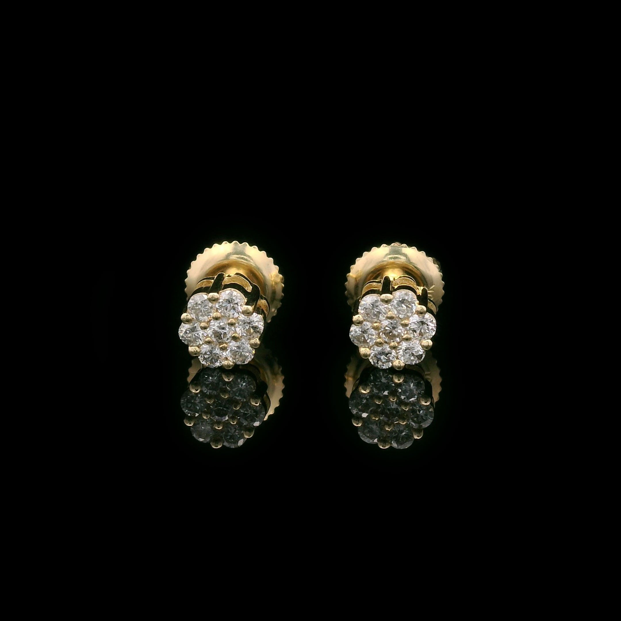 Flower Cluster Setting with Natural Diamonds in 10k Yellow Gold