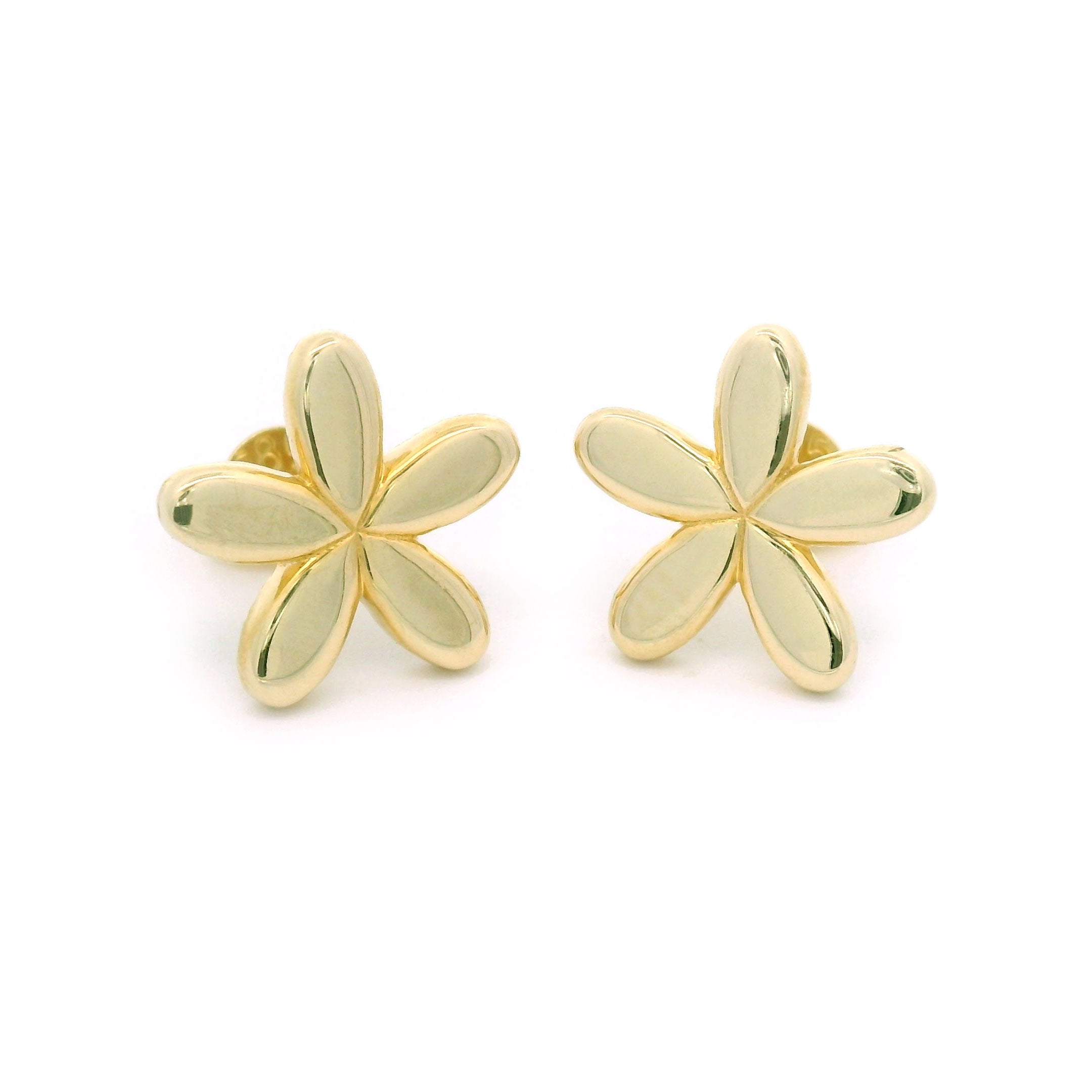 14k Yellow Gold Flower Stud Earrings