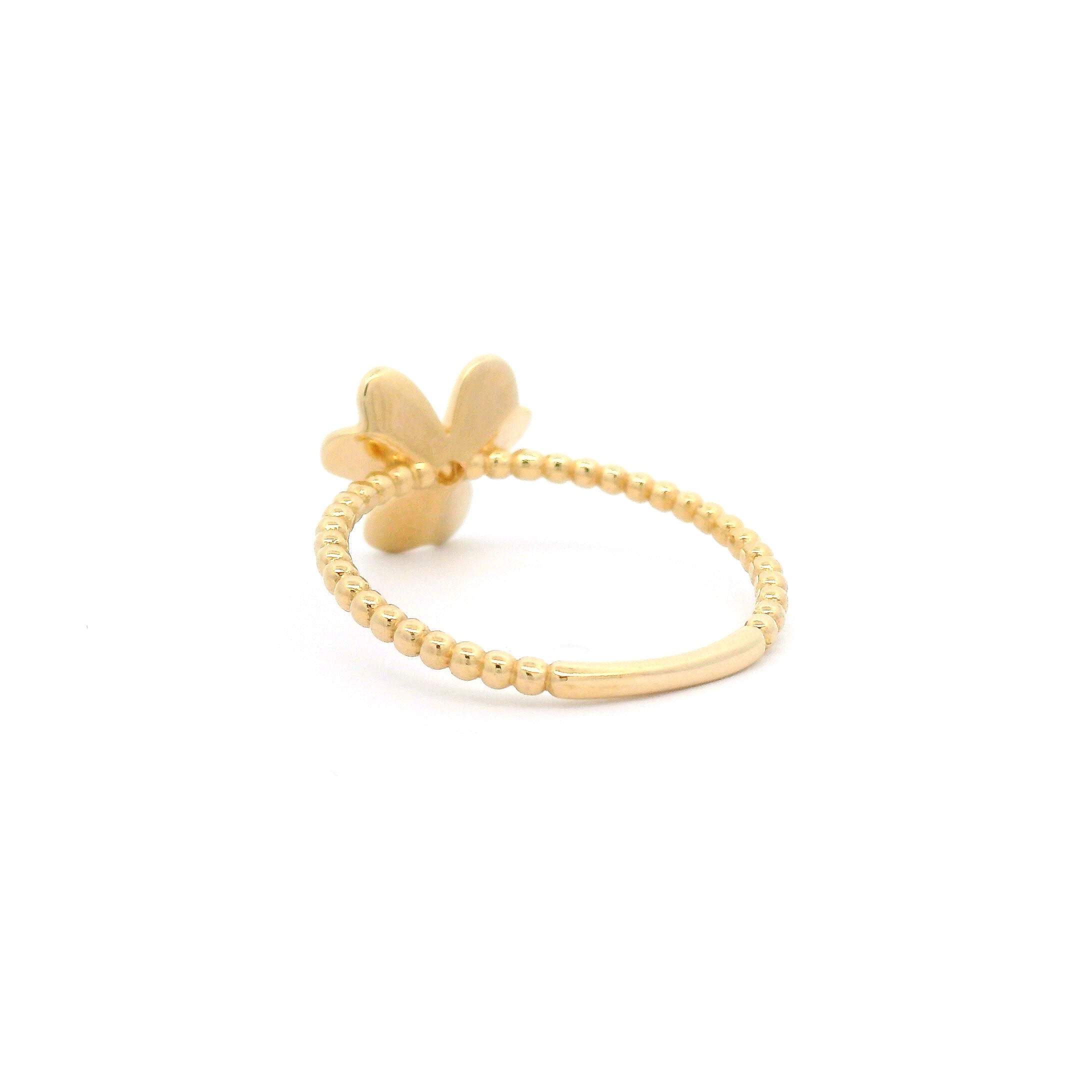 14k CZ Flower & Bead Ring back