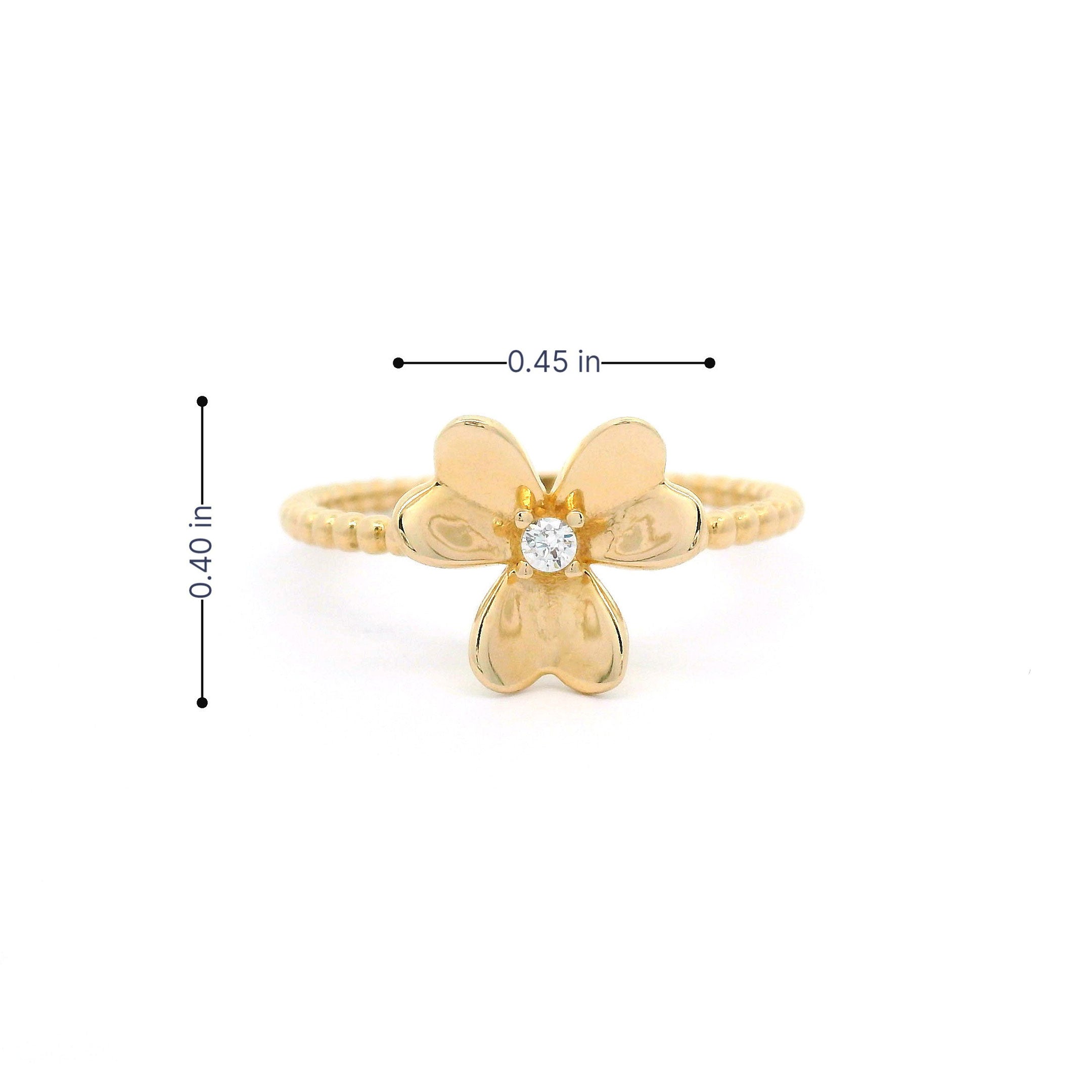 14k CZ Flower & Bead Ring size