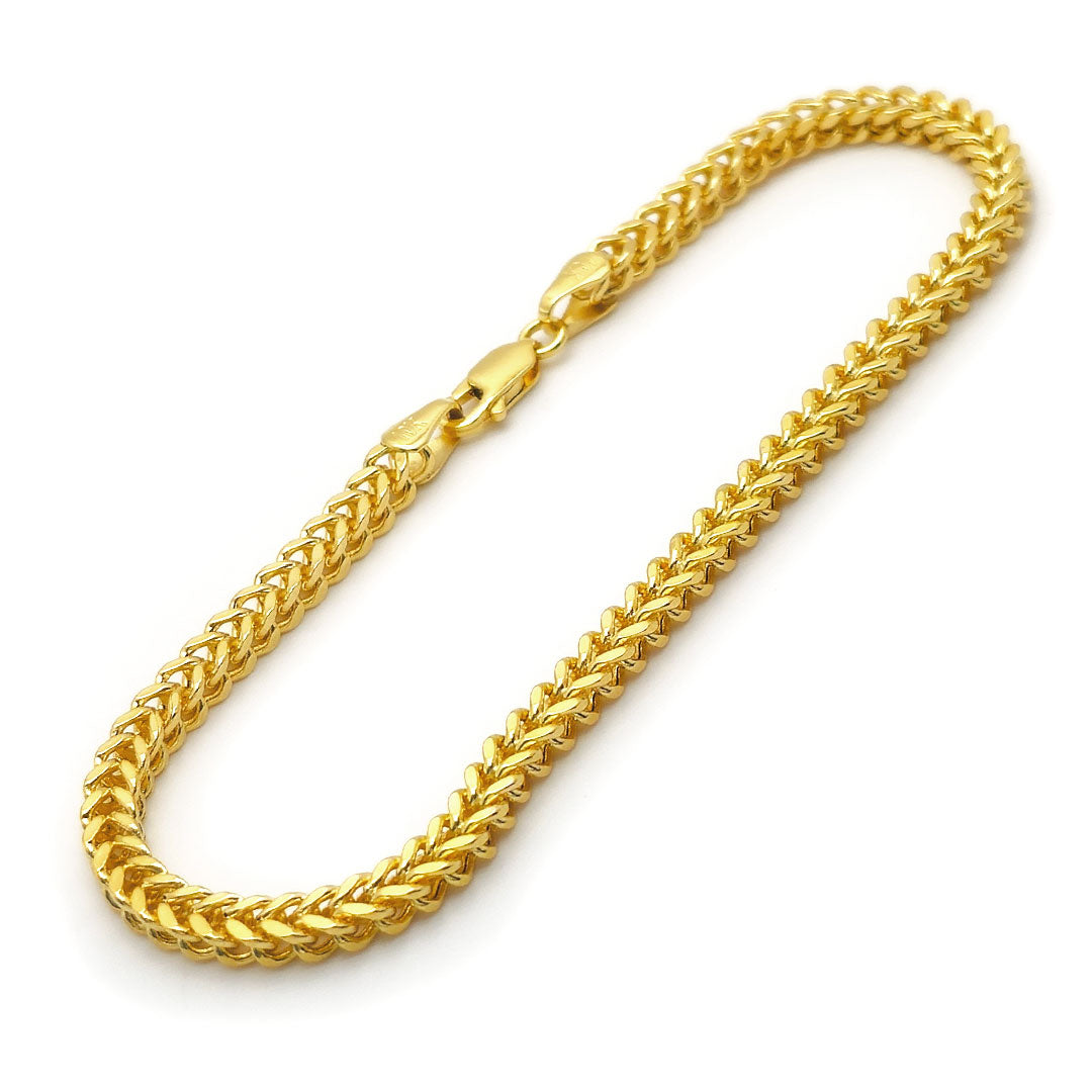 10k Yellow Gold Franco Bracelet 4mm Side