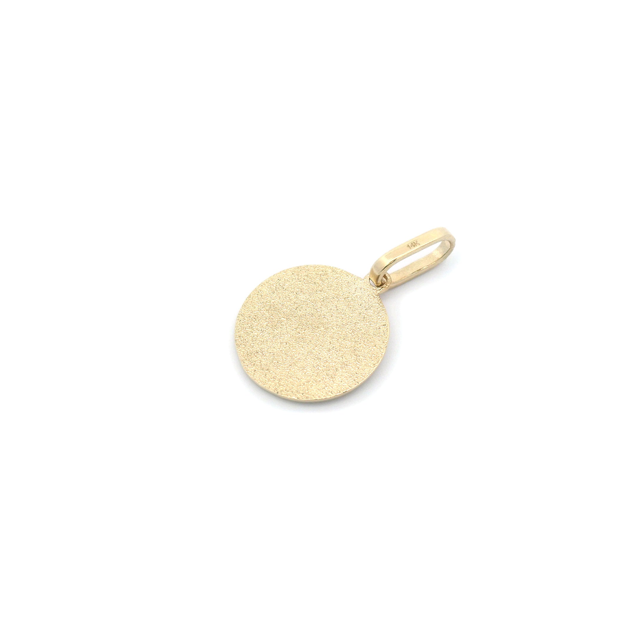 14k Angel God Bless You Mini Pendant on White Background Back
