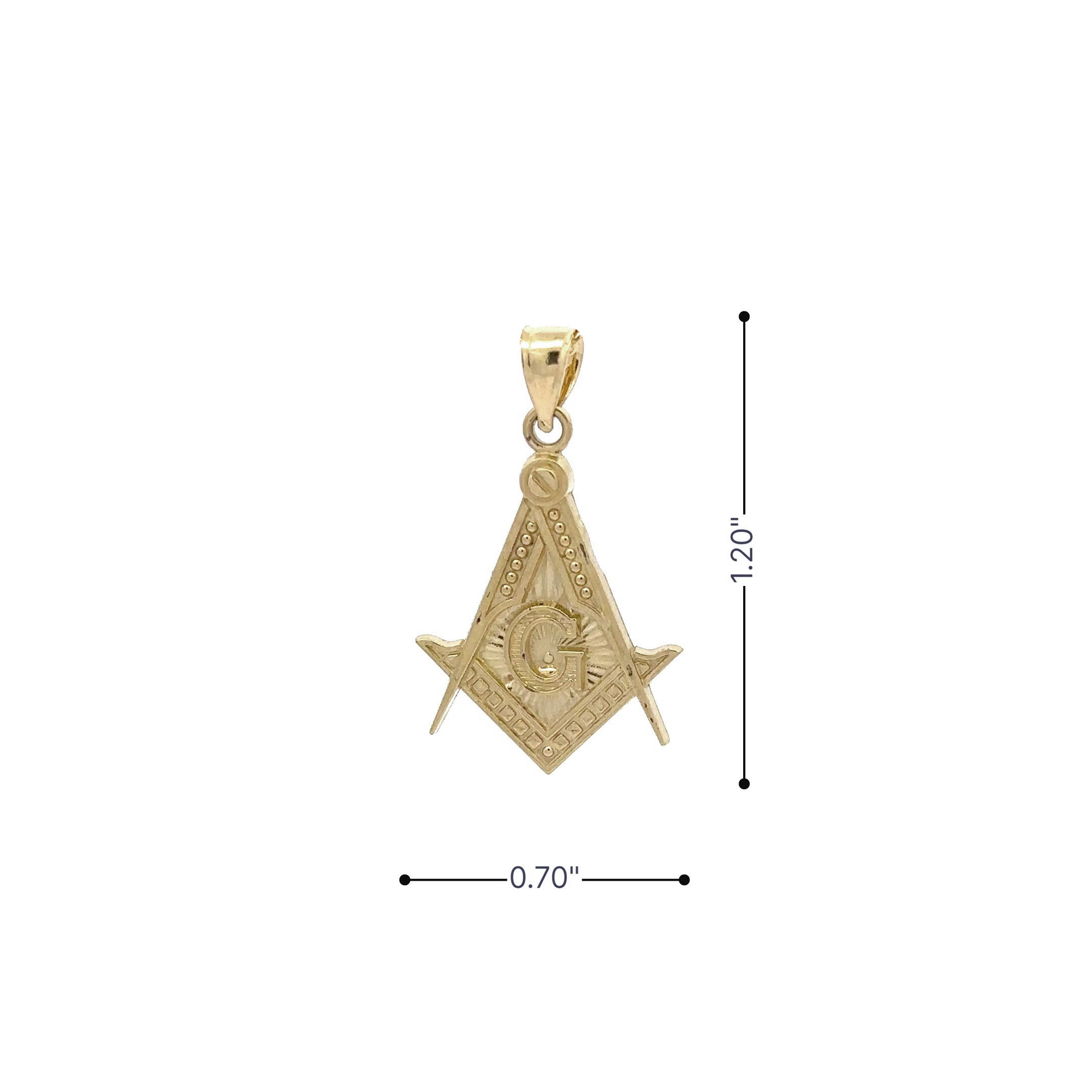 10k Freemason Masonic Symbol Pendant Size Details