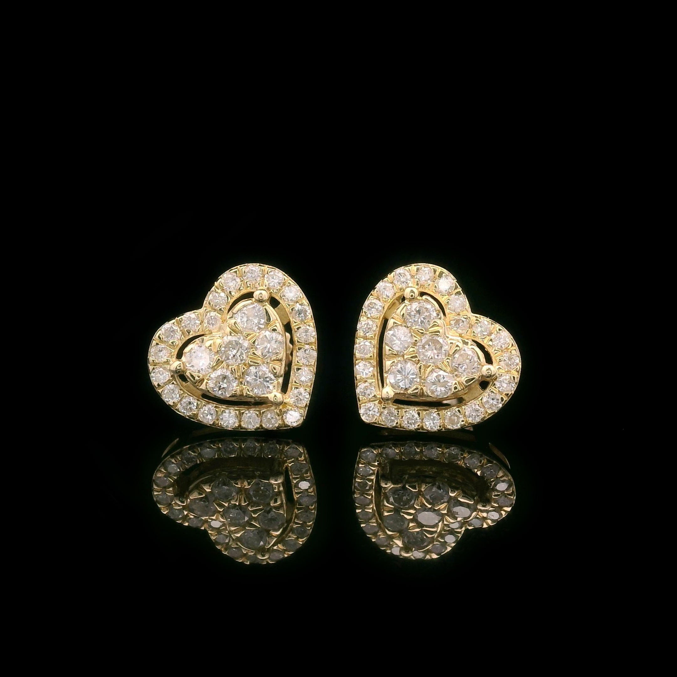 Diamond Heart Pave Screw Back Earrings