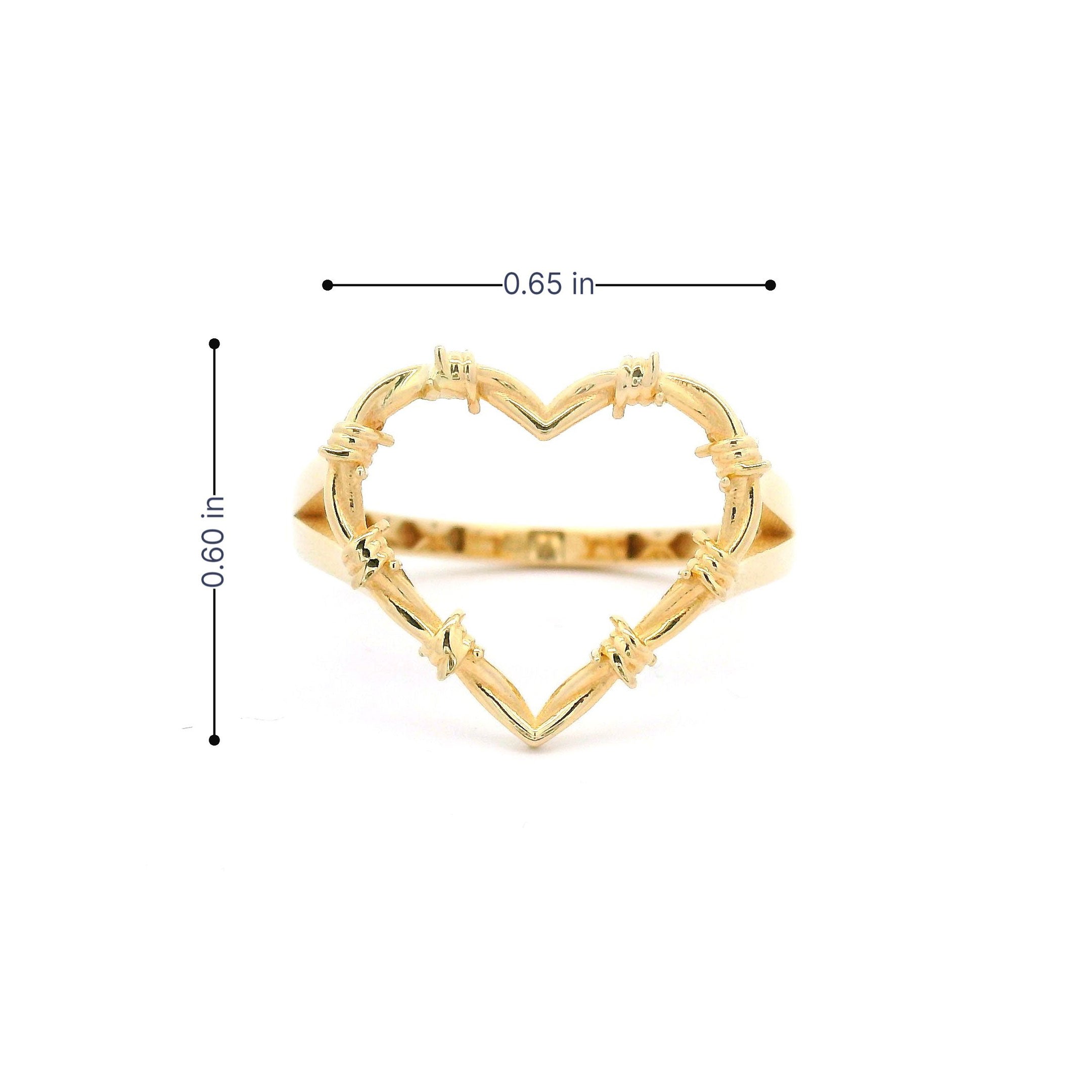 14k Heart Barbwire Design Ring size