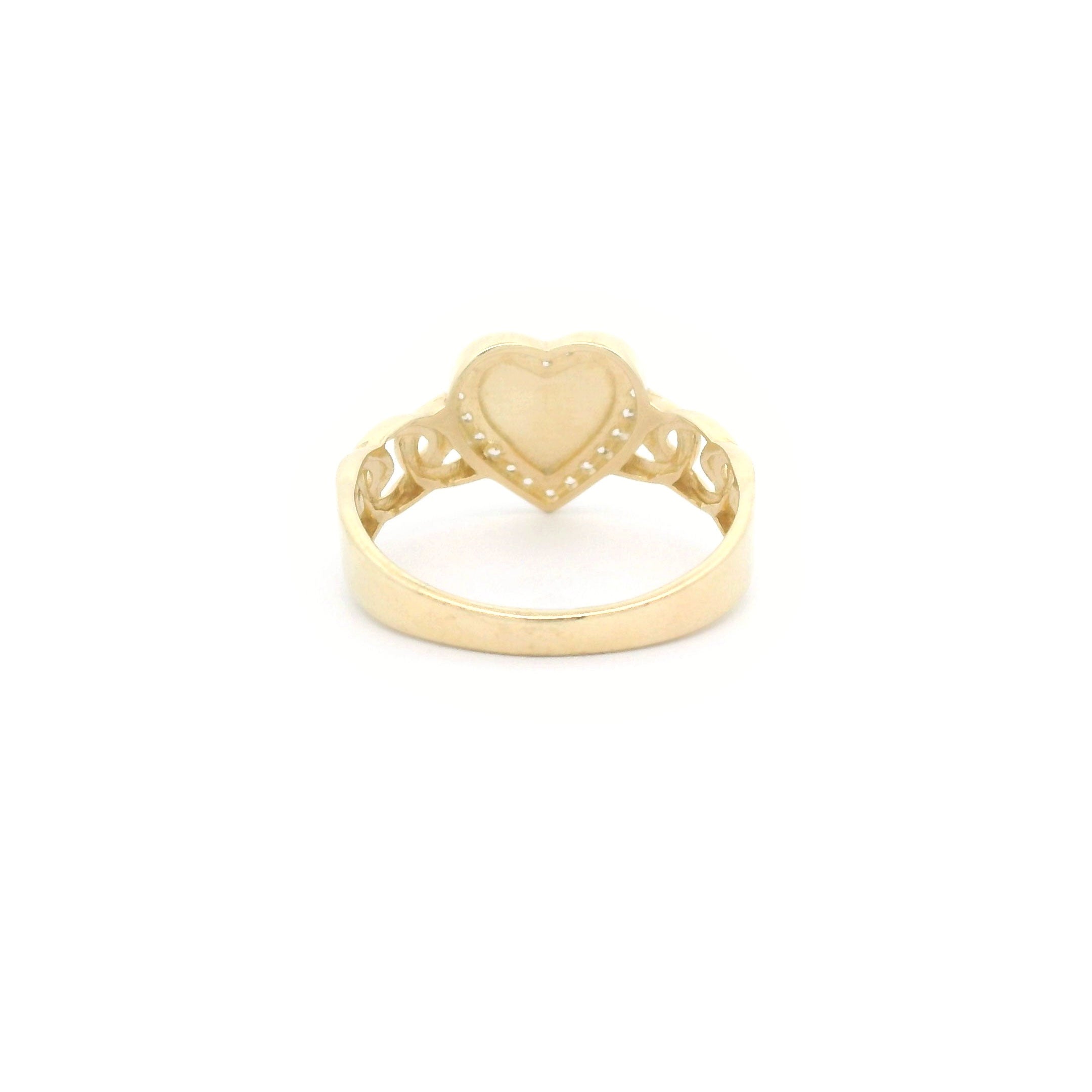 14k CZ Heart & Cuban Link Ring Back