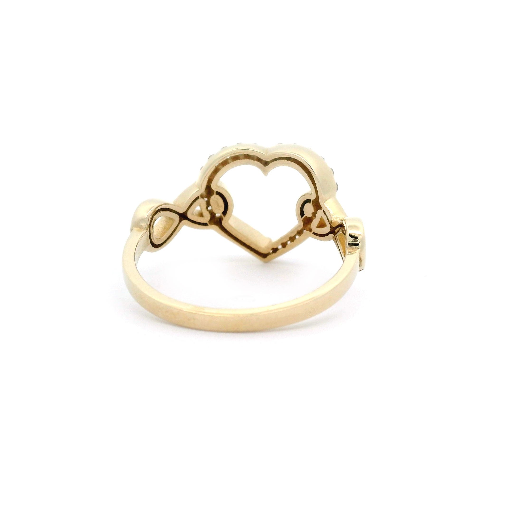 Heart & Infinity Ring in 10k Yellow Gold Back