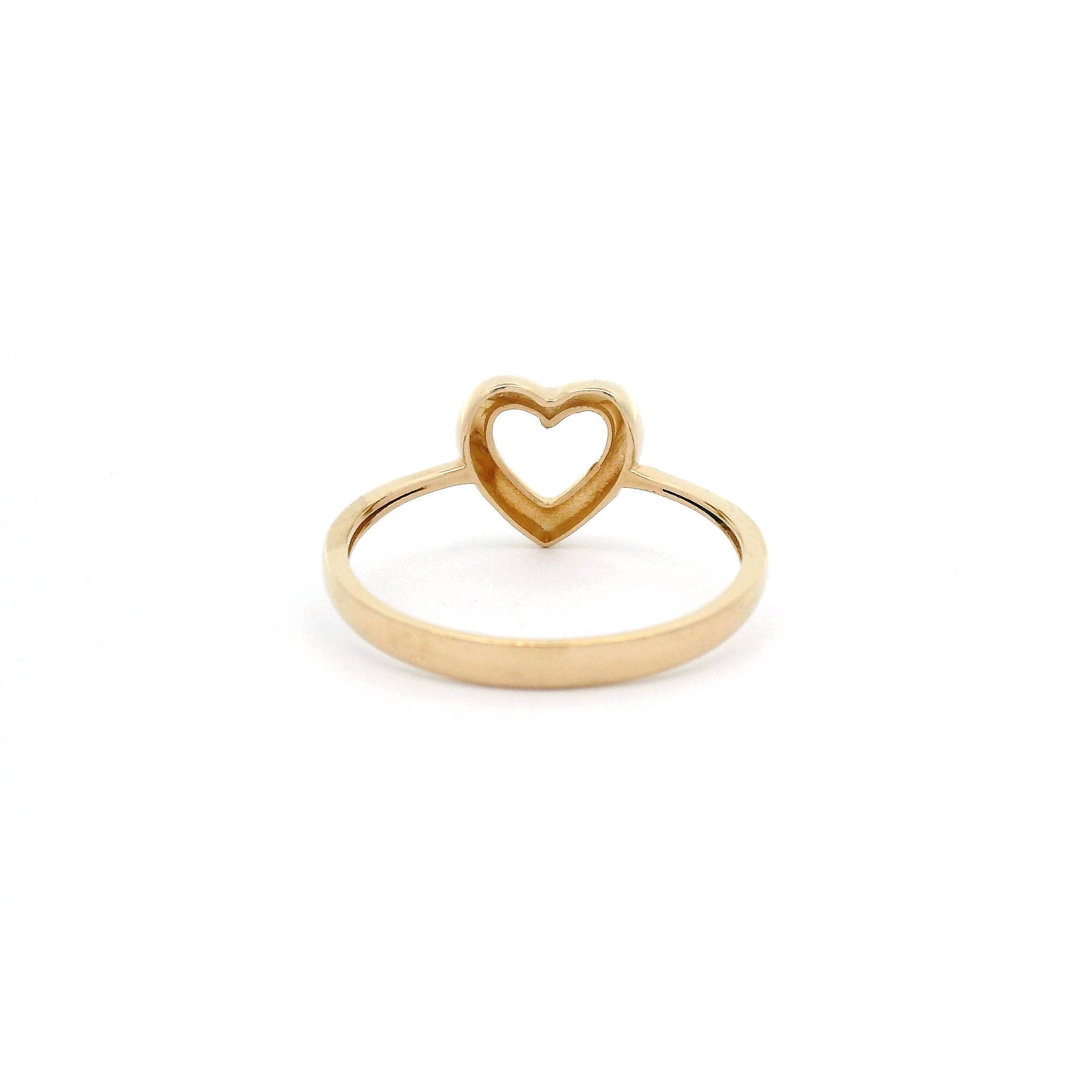 14k Heart Outline Ring back