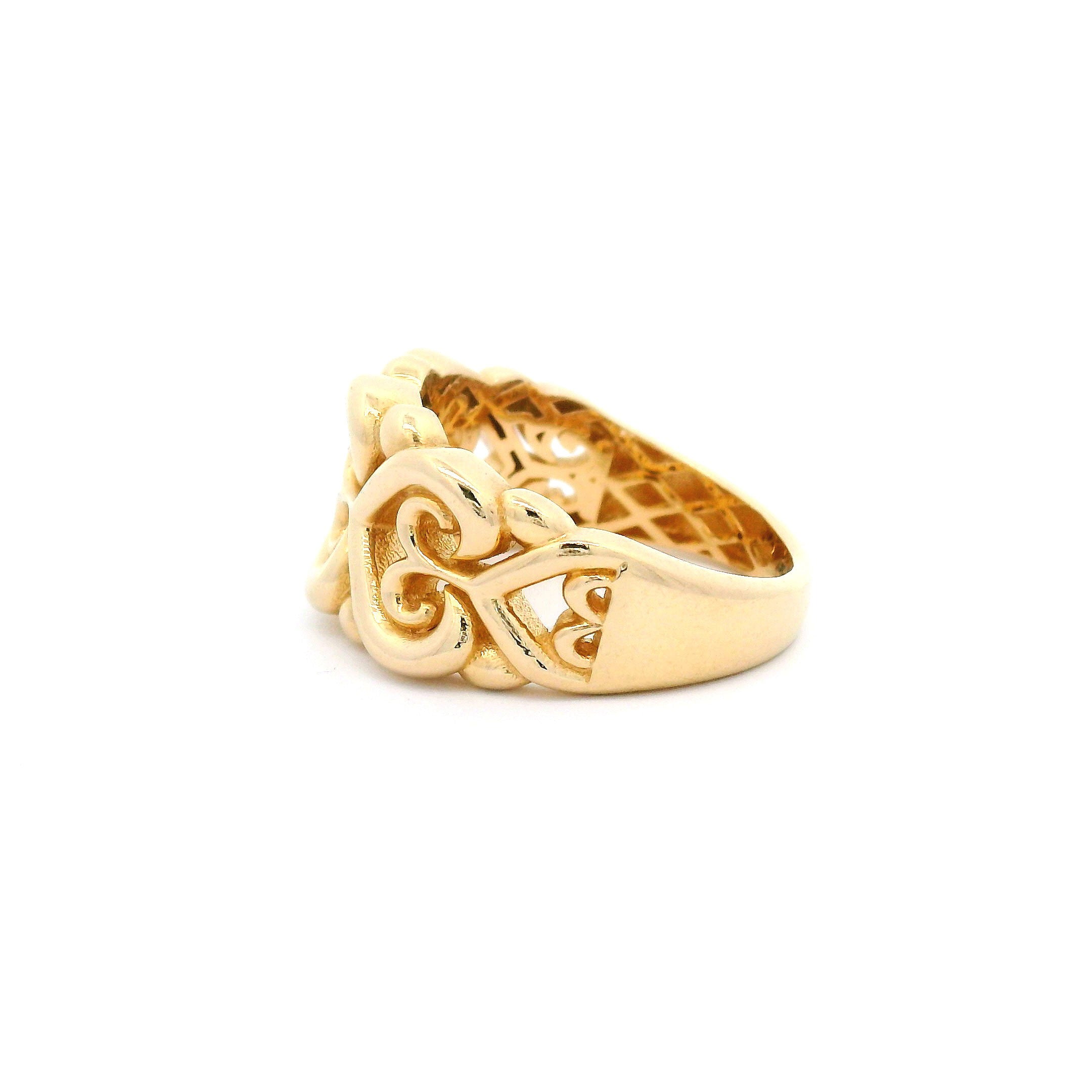 14k Heart Filigree Ring left side