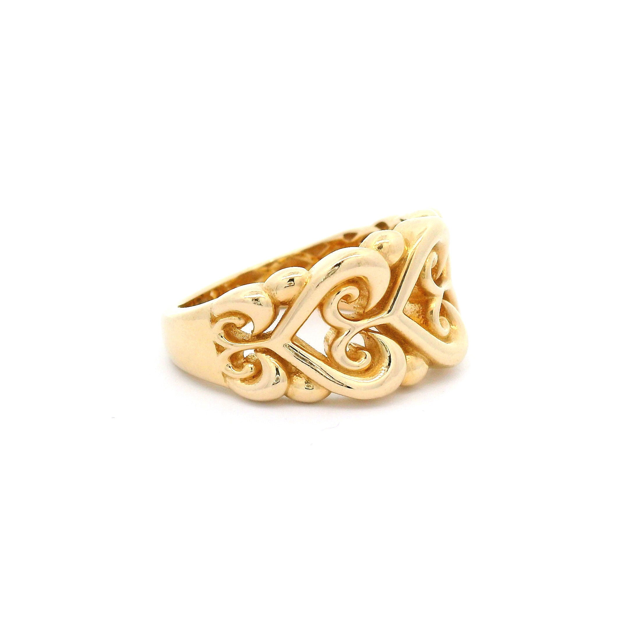 14k Heart Filigree Ring right side