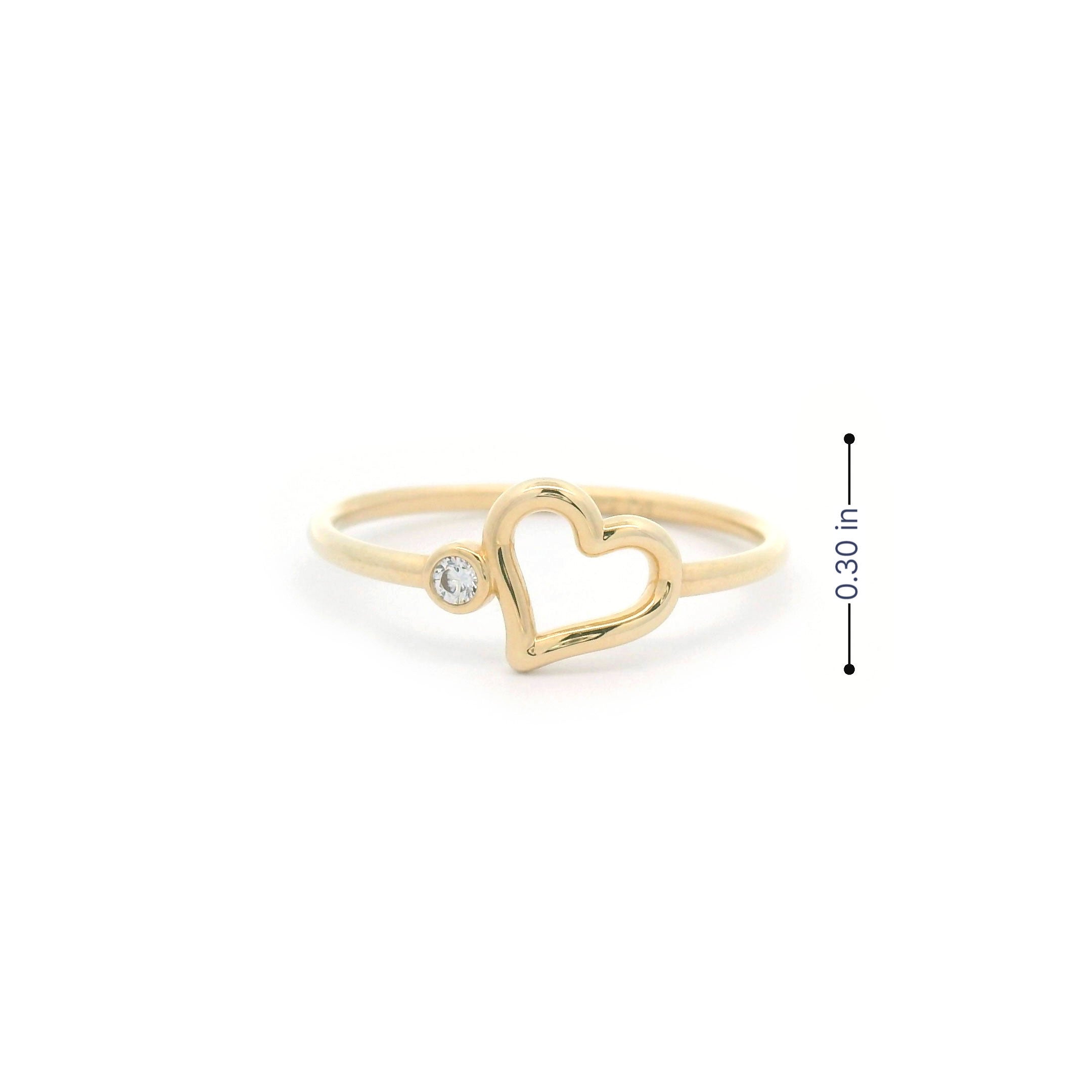 14k CZ Heart Out & Bezel Ring Size Details