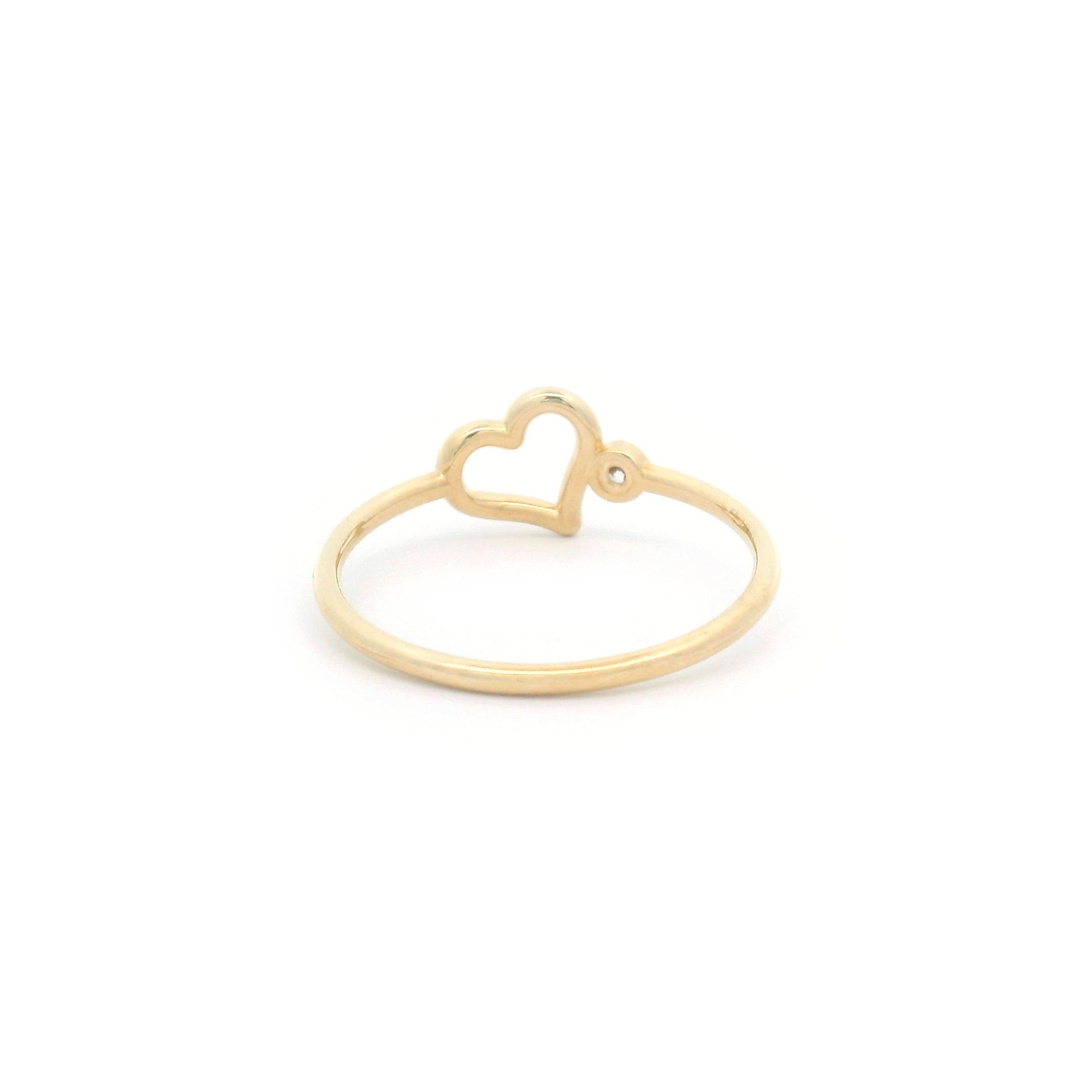 14k CZ Heart Out & Bezel Ring Back