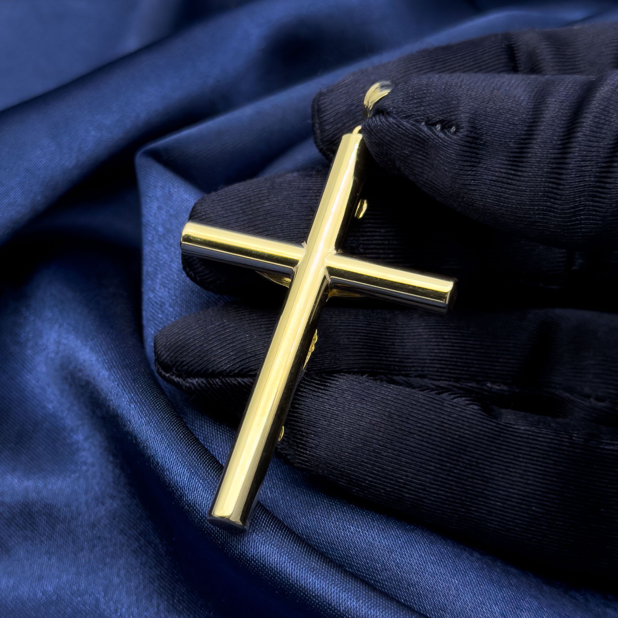 10k Hollow INRI Crucifix Cross Pendant - L