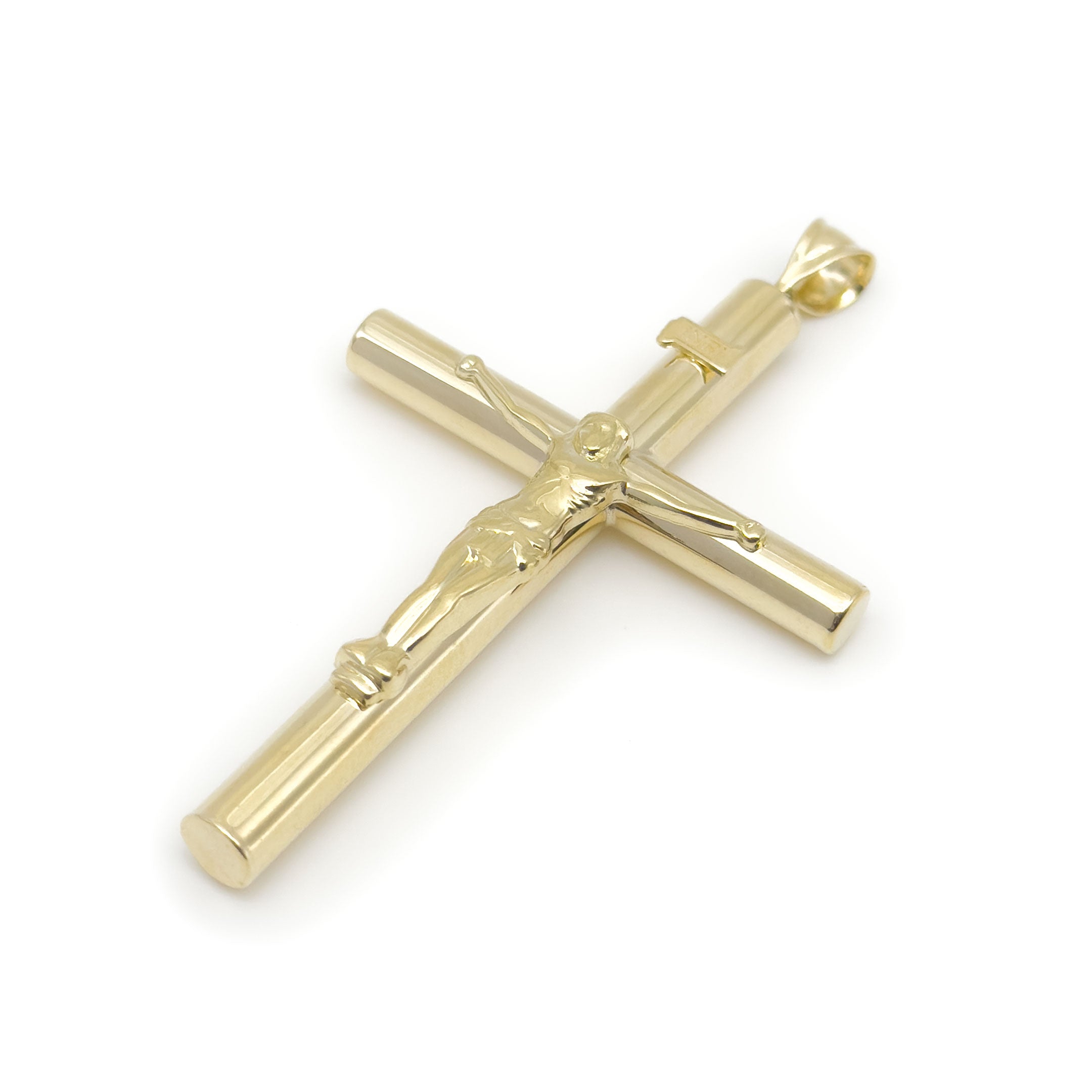 10k Hollow INRI Crucifix Cross Pendant - L