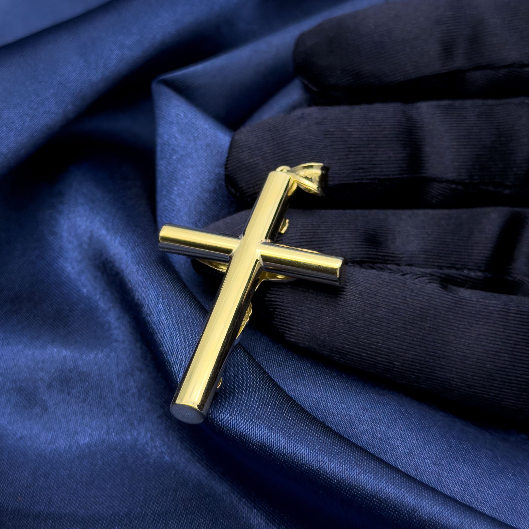 10k Hollow INRI Crucifix Cross Pendant - M