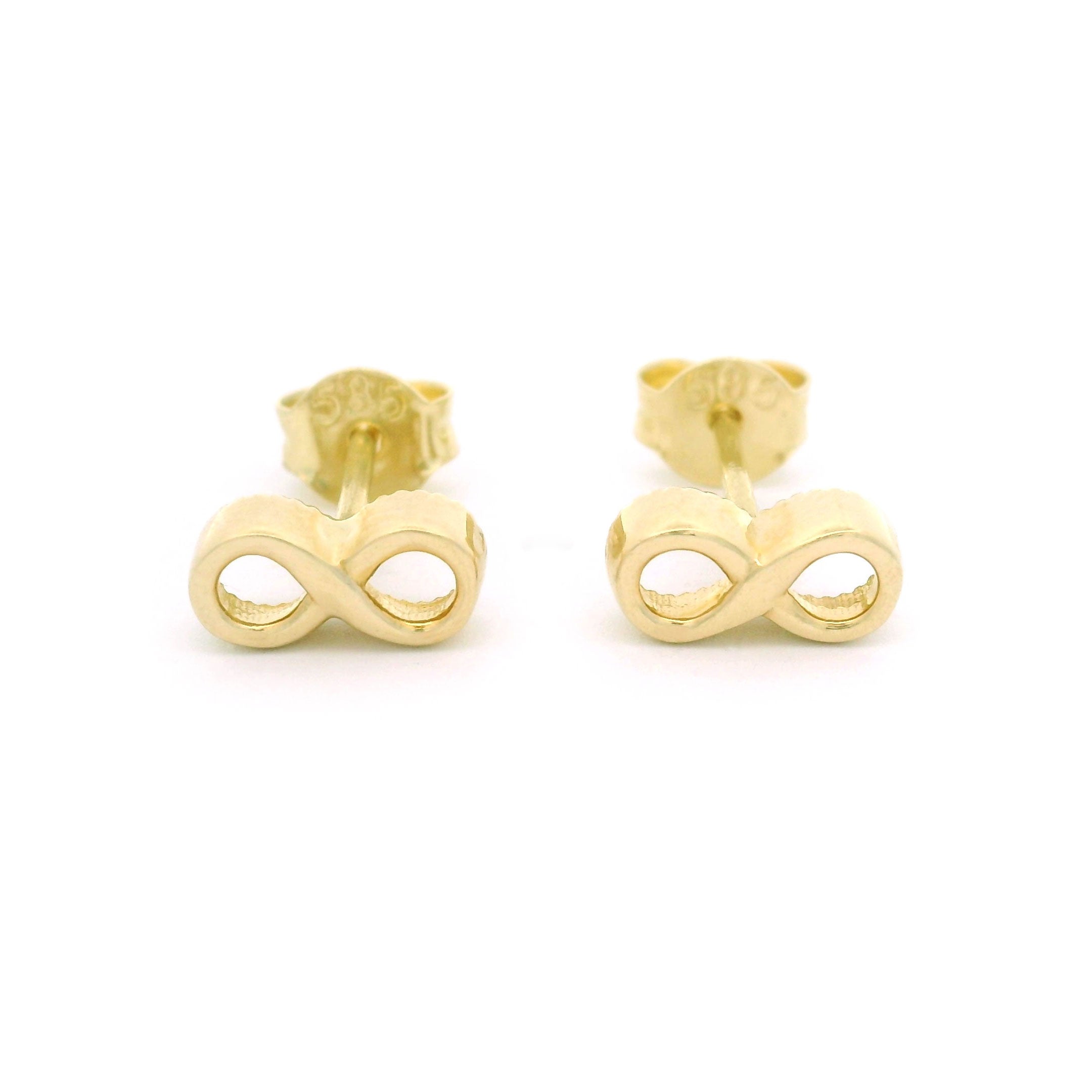 14k Yellow Gold Infinity Raised Stud Earrings