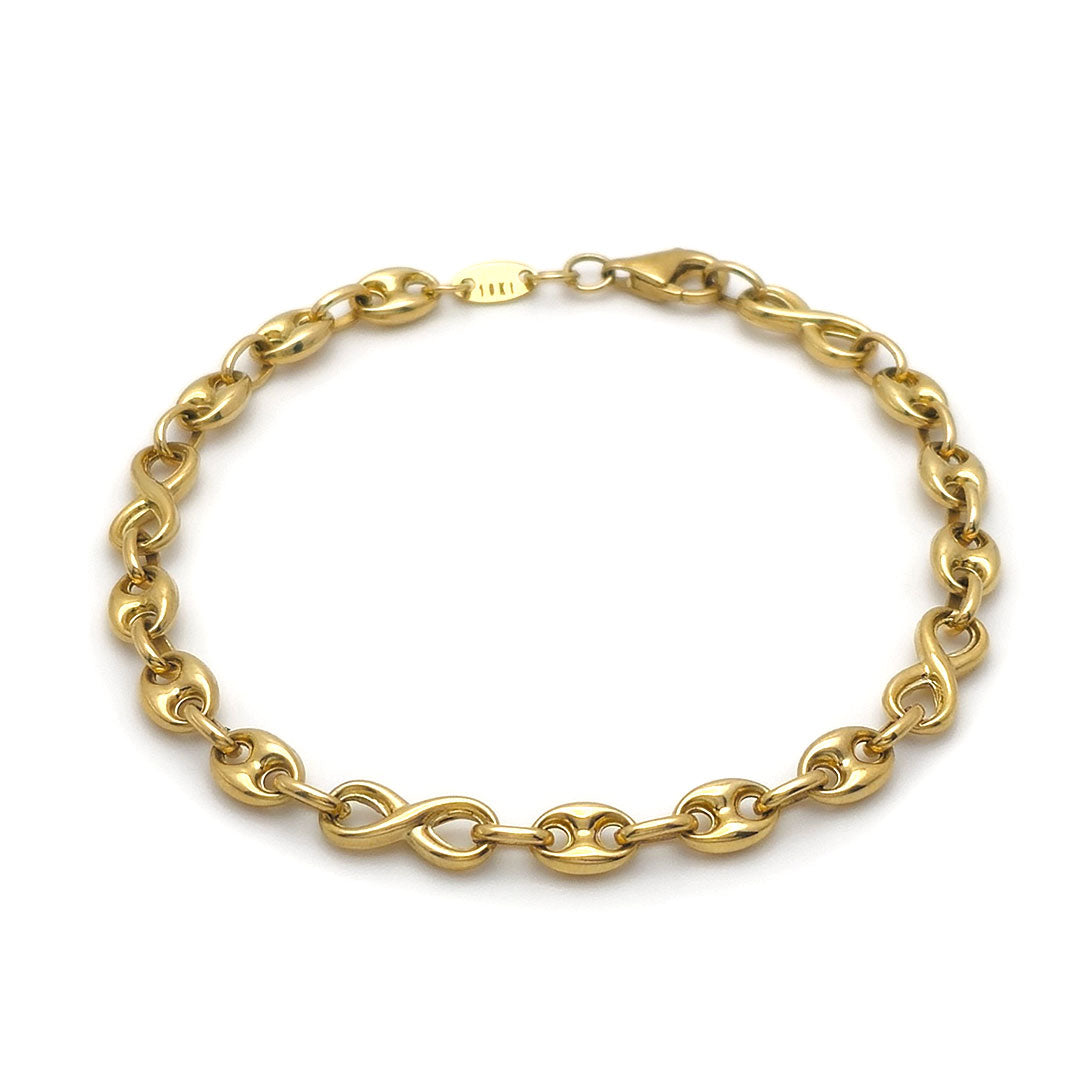 10k Infinity Mariner Anchor Puff Bracelet – Yellow Brick Empire