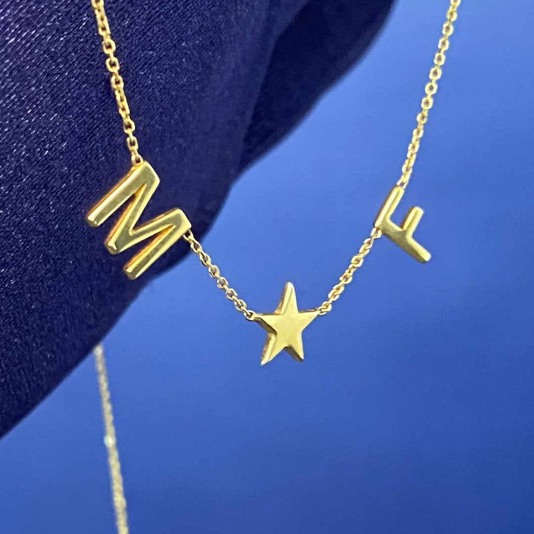 14k Personalized Minimalist Letter & Symbol Necklace