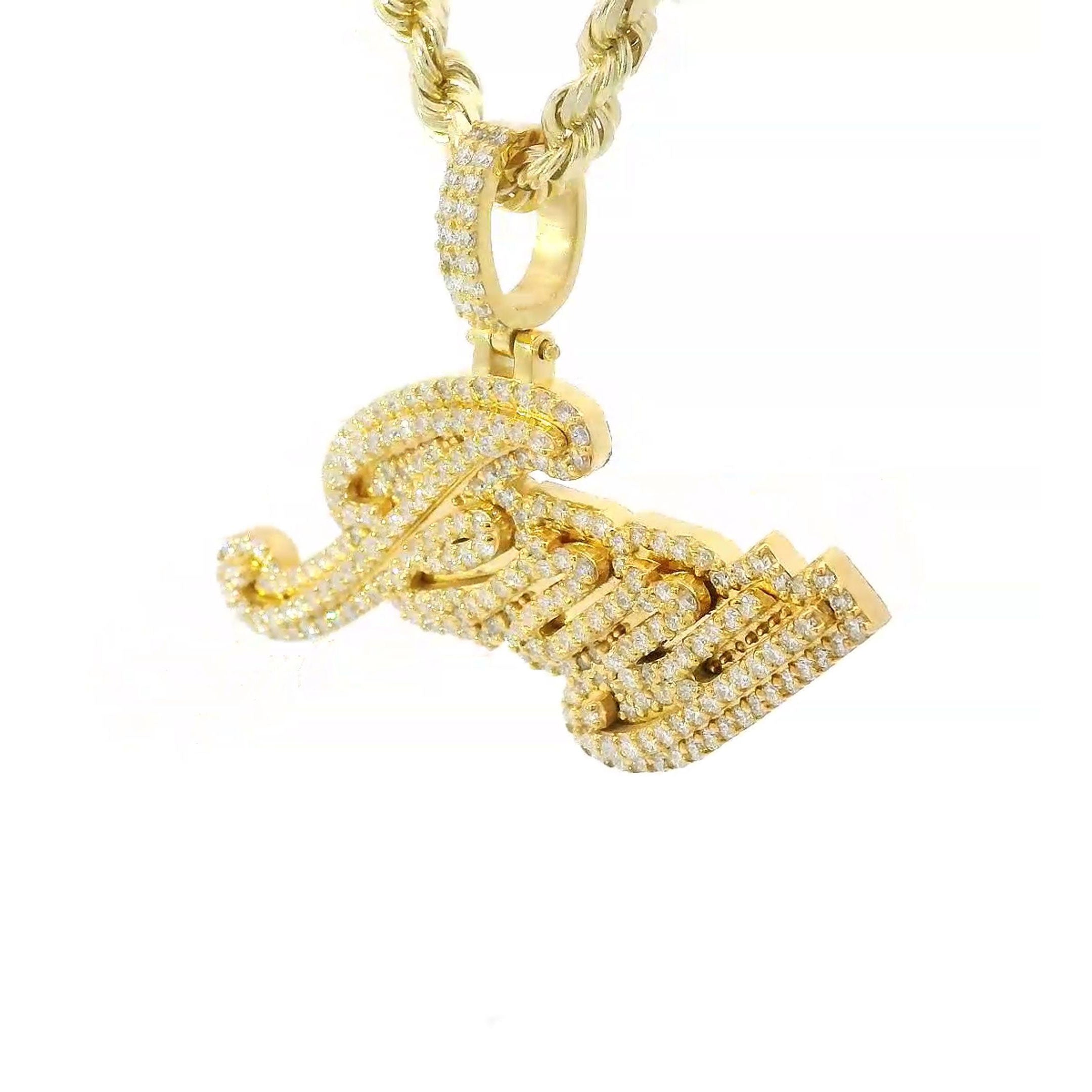 Custom Diamond Cursive Personalized Name Pendant -