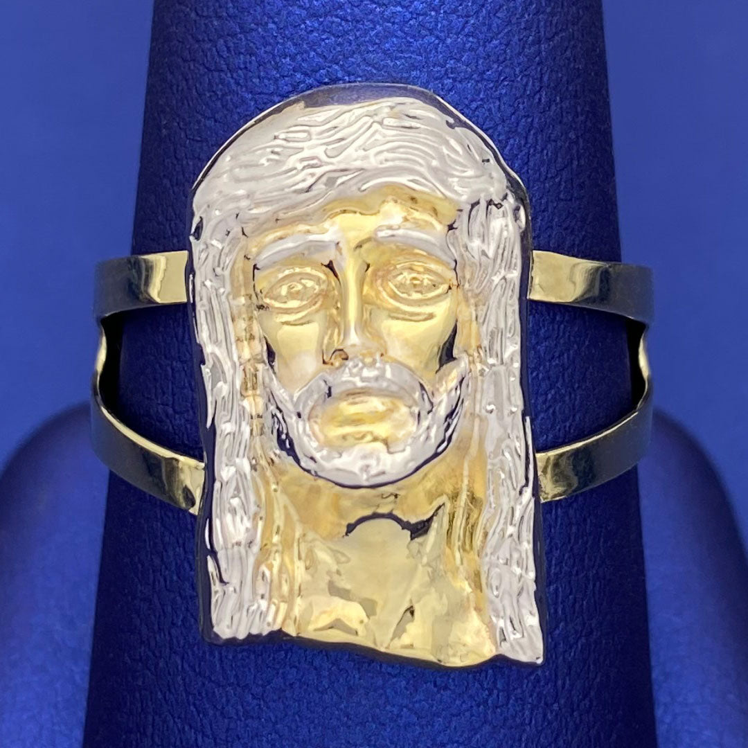 10k Jesus Head Split Ring