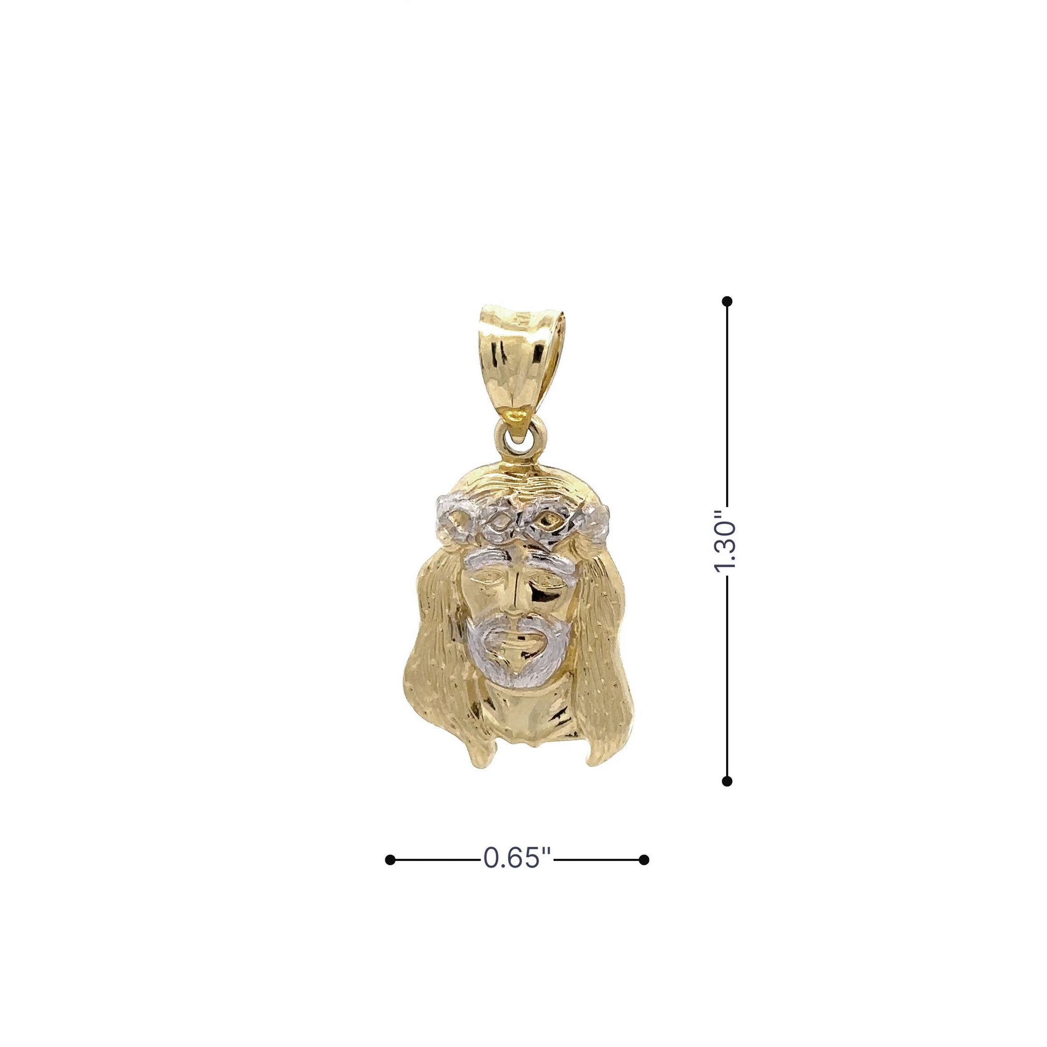 10k Jesus Head Two-tone Pendant Size Details