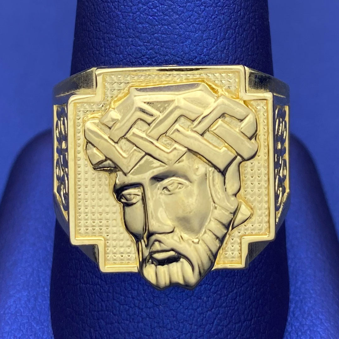 10k Jesus Head Square Ring