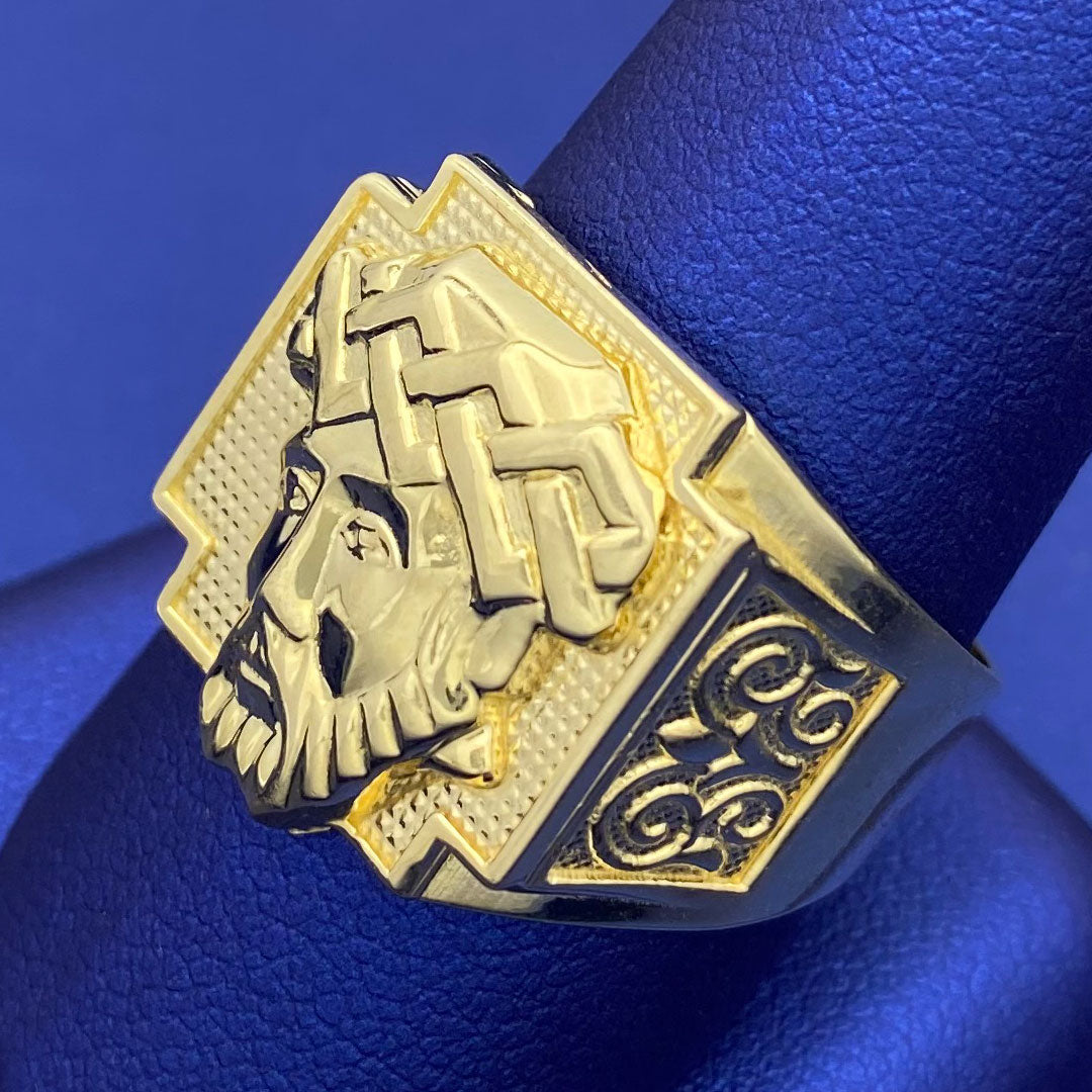 10k Jesus Head Square Ring