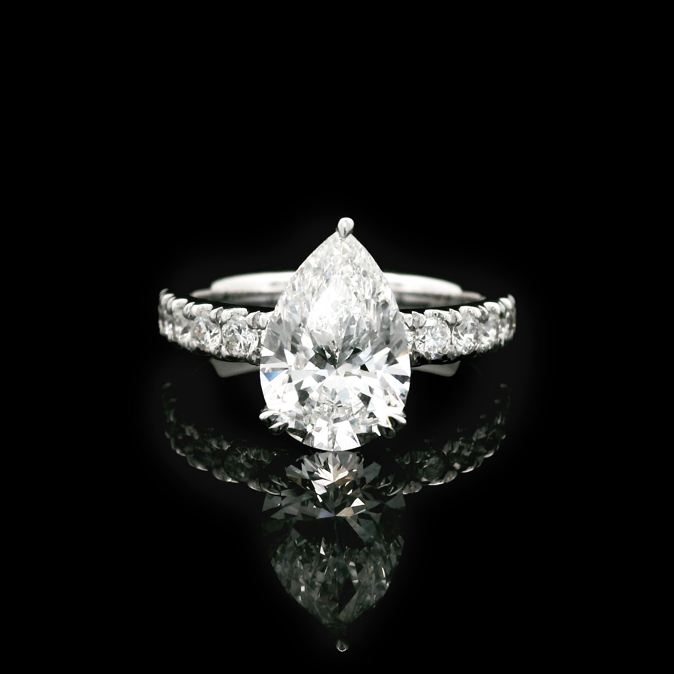 Lab-created 2ct Pear Shaped Solitaire Diamond Engagement Ring