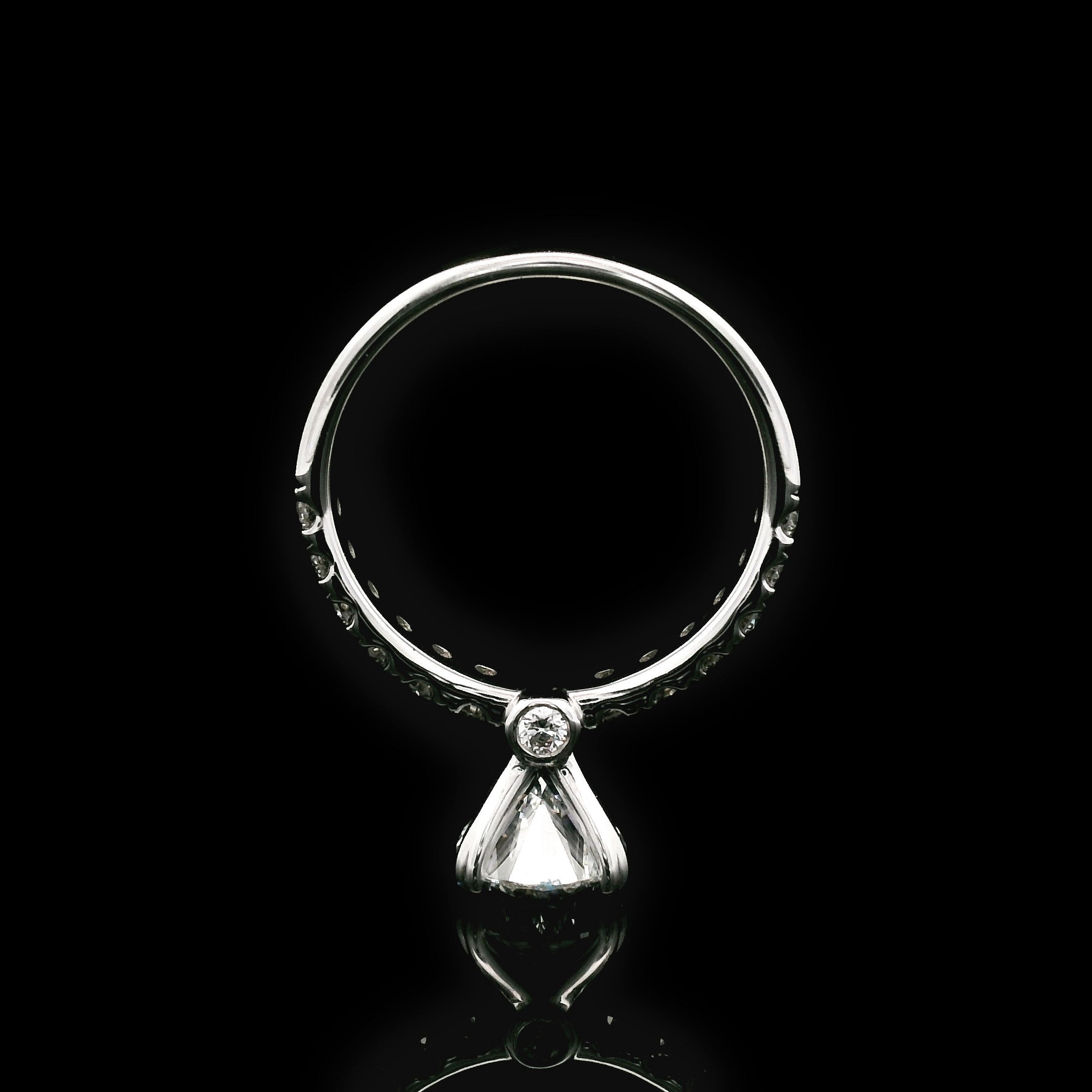 Lab-created 2ct Pear Shaped Solitaire Diamond Engagement Ring angle