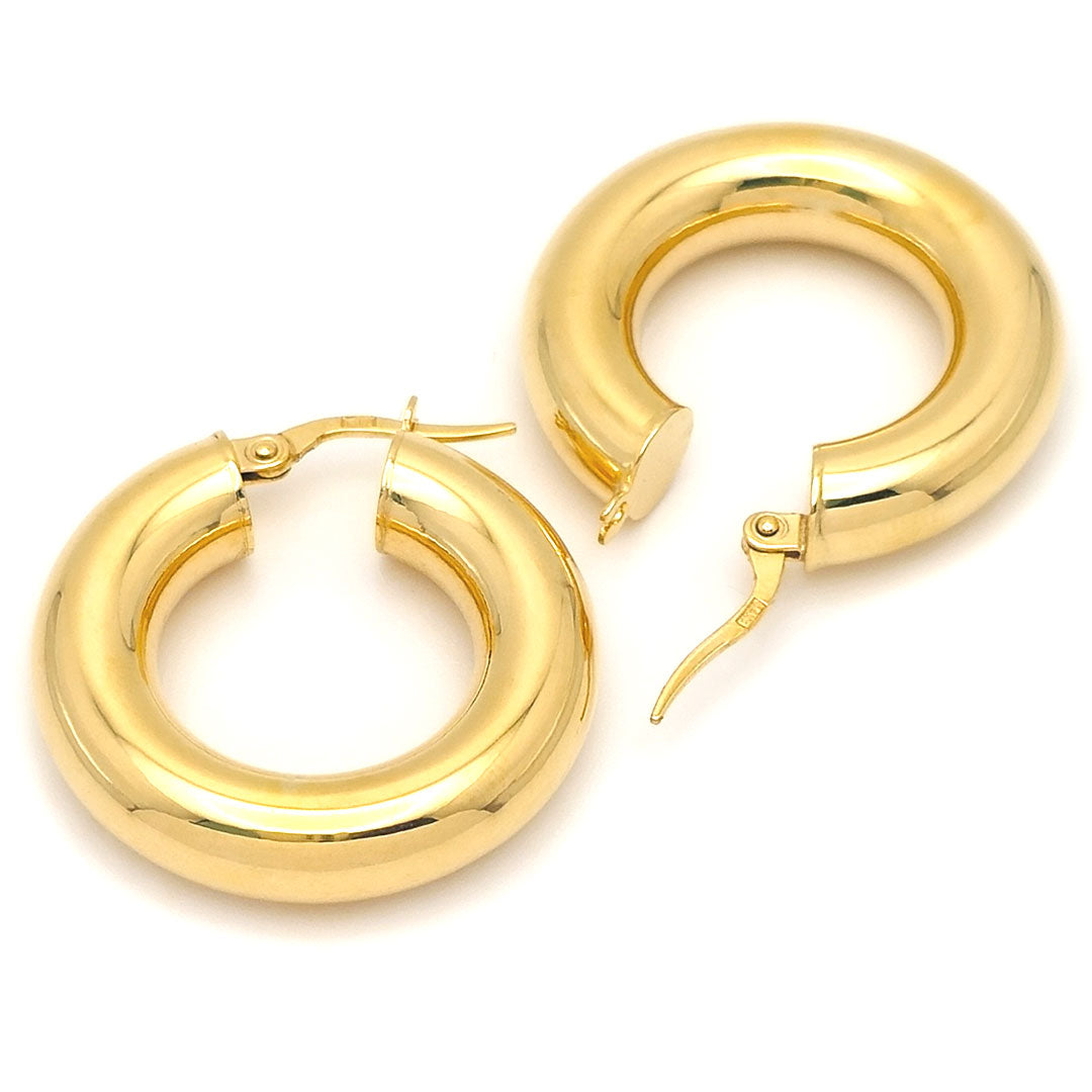 14k Retro Chunky Hoop Earrings Open