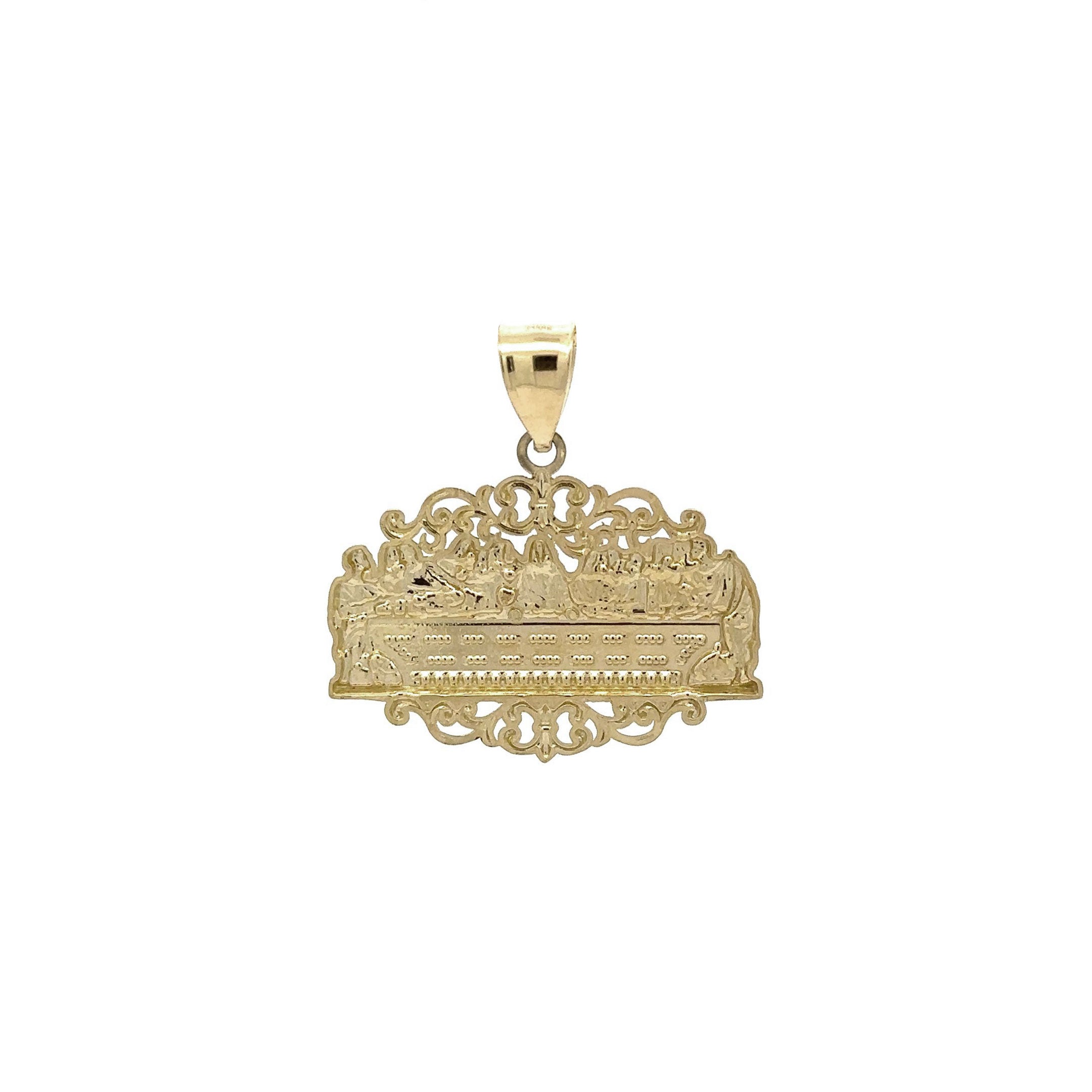 10k Last Supper Filigree Pendant Back