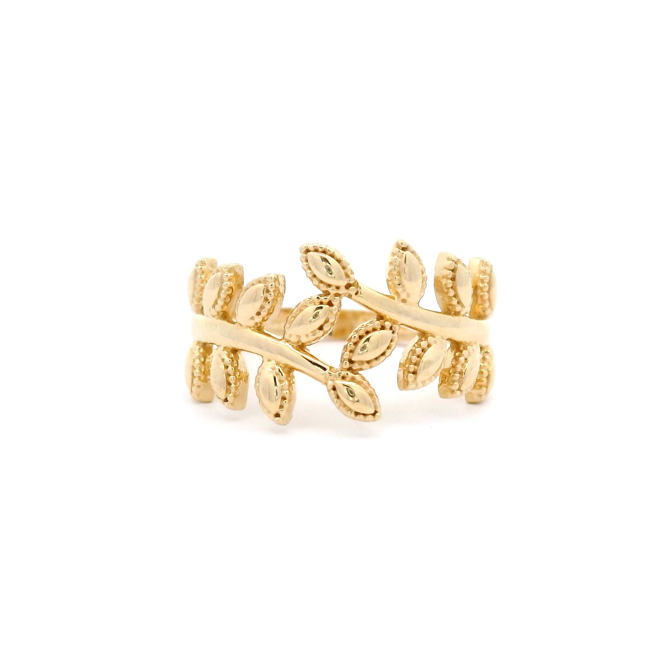 Leaf Wrap Ring in Solid 14k Yellow Gold