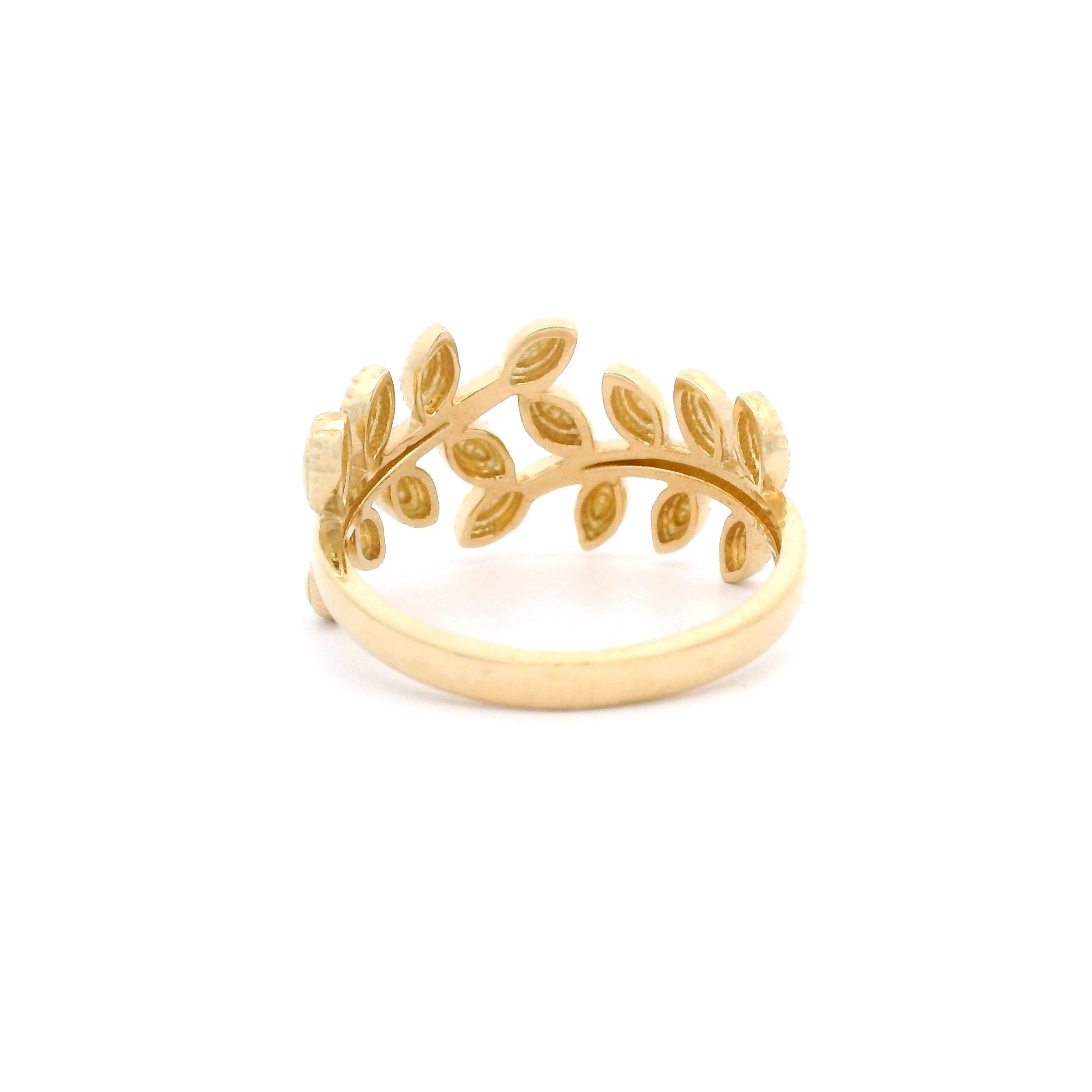 Leaf Wrap Ring in Solid 14k Yellow Gold Back