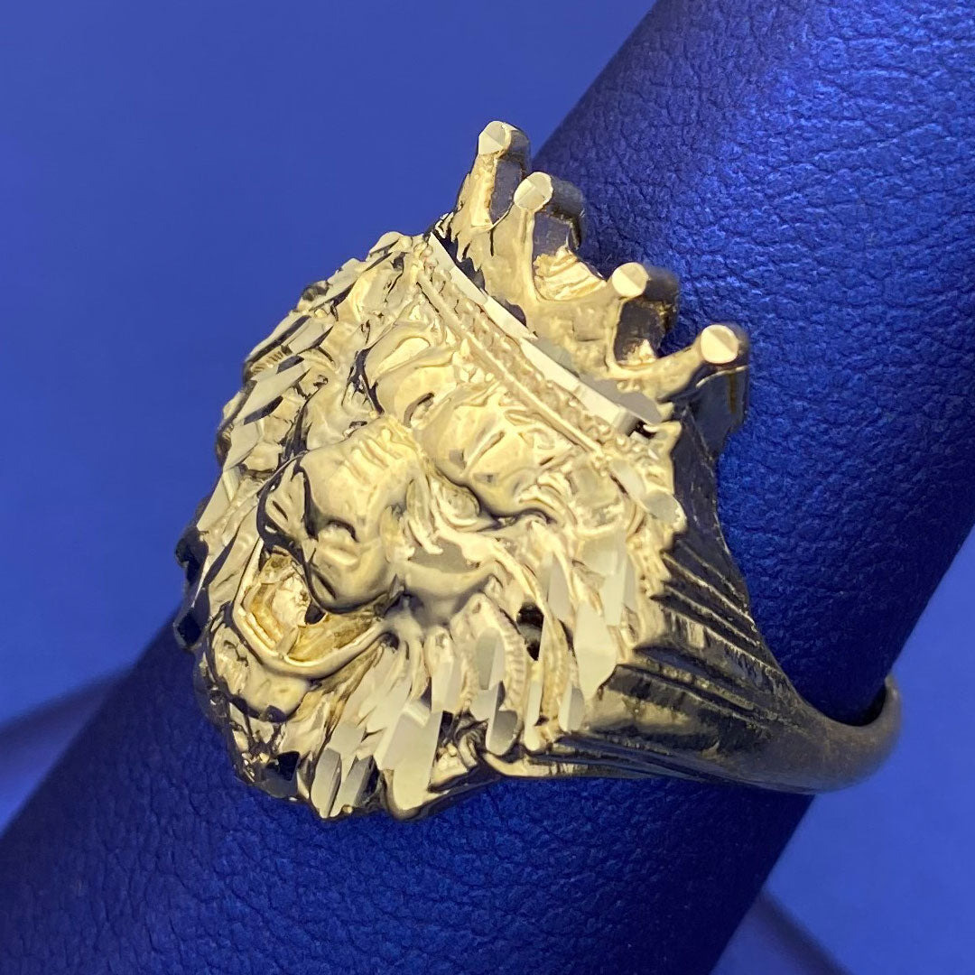 10k Lion Head Crown Ring