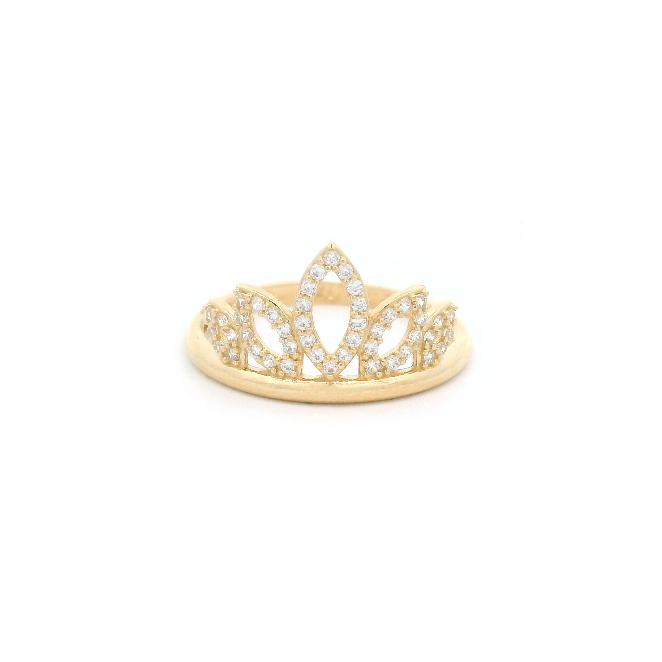 14k CZ Petal Crown Ring