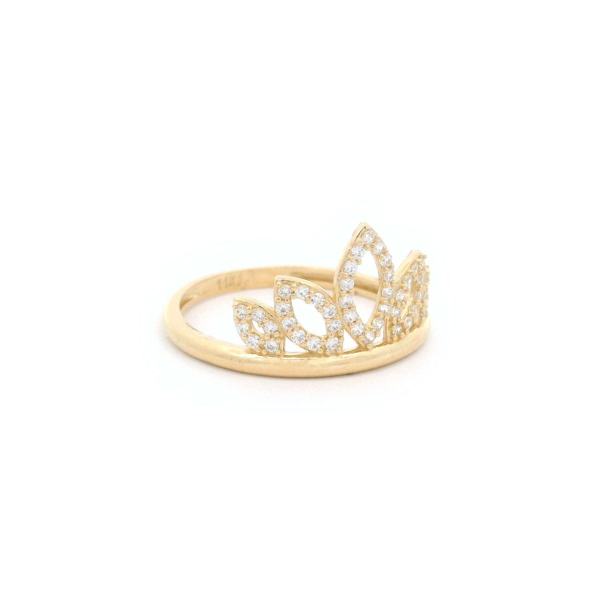 14k CZ Petal Crown Ring Side